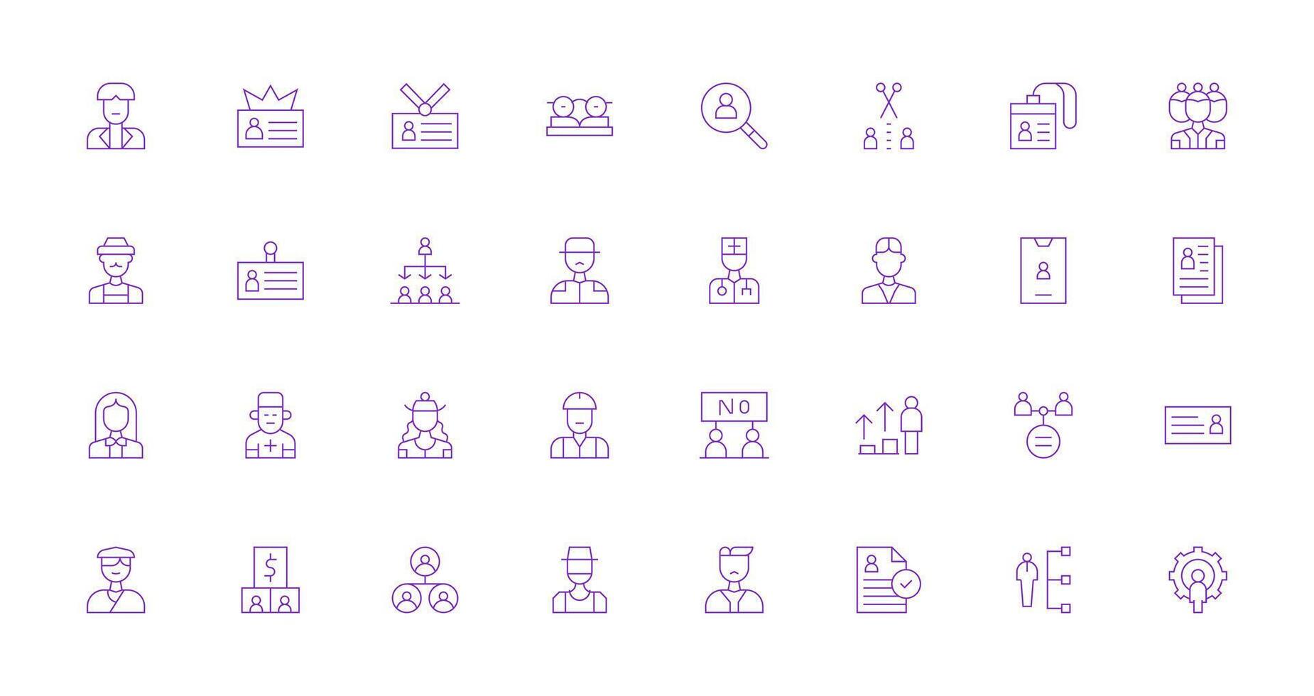 Personnel Design Icons featuring 32 in Thin Line Style Essential Icons for Rapid UI Building vector