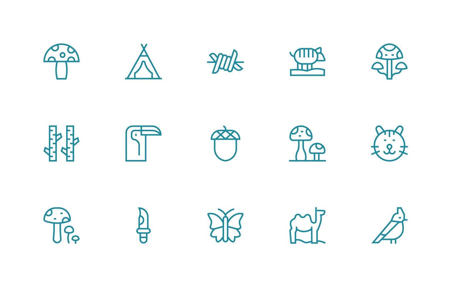Wild Visual Pack containing 15 Regular Line Icons Simple Icons for Interface and Wireframes vector