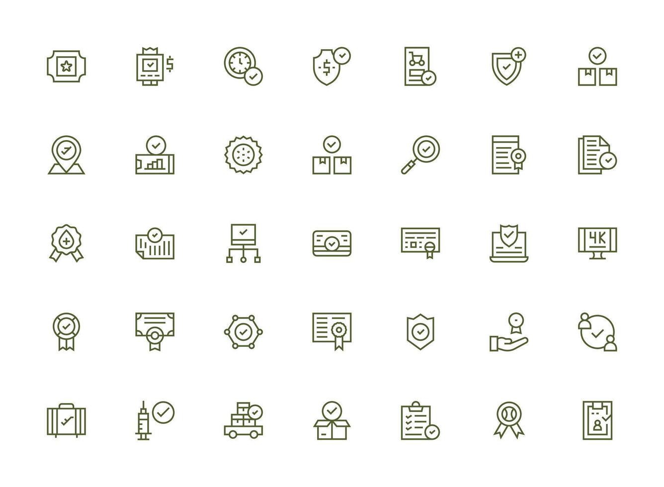 Approved Visual Pack containing 35 Regular Clean Line Icons Web Icon Collection vector