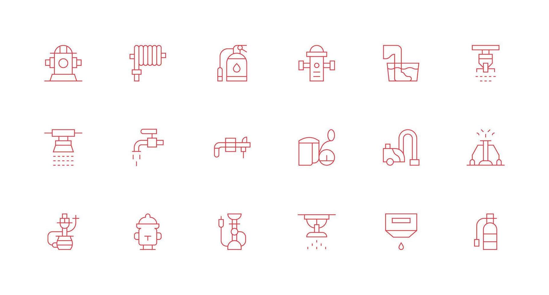 Hose Design Icons featuring 18 in Minimal Line Style All Device Compatible Icon Set vector