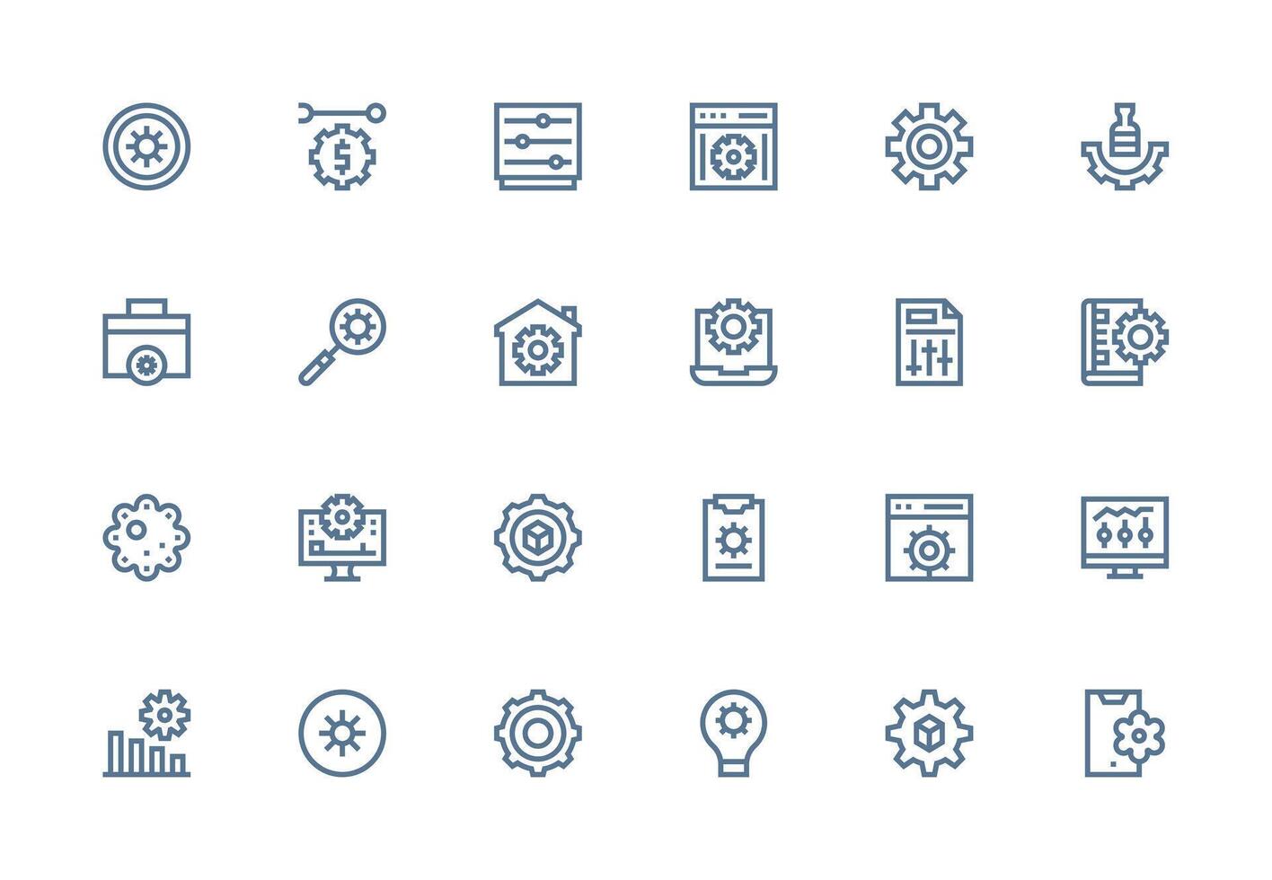 Thick Line Line Style Adjustments Icons with 24 Vectors Fully Editable Icon Set for Web