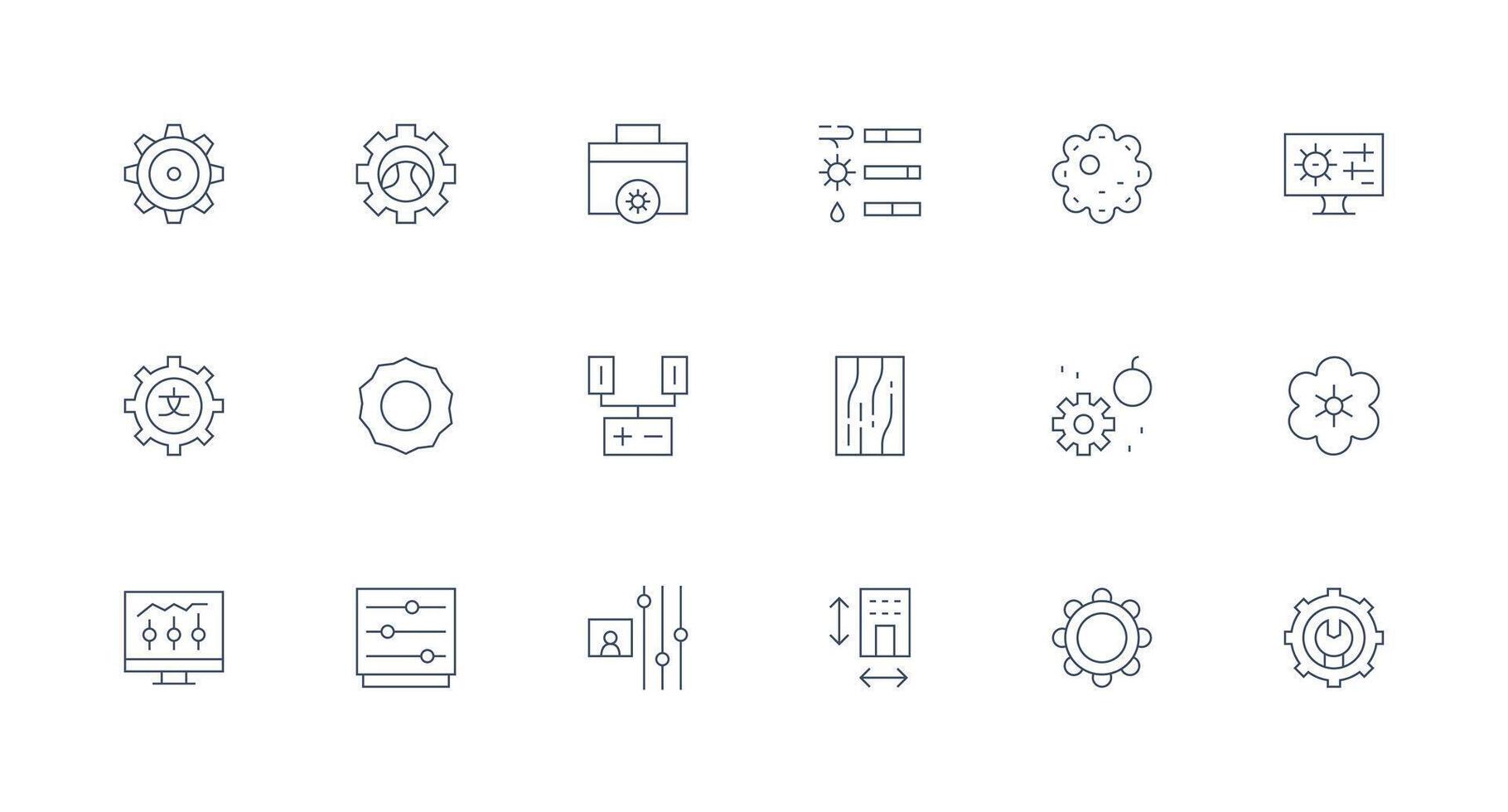 Parameters including 18 Minimal Line Illustrations Reusable Icon Set vector
