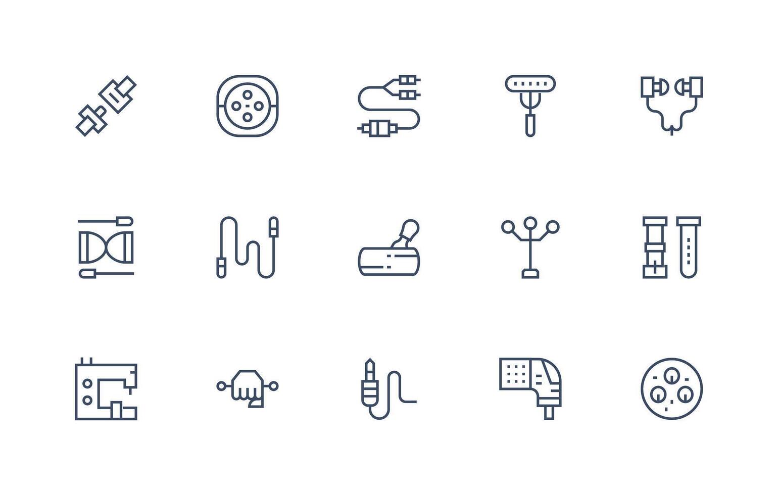 Connector Set with 15 Regular Line Icons Scalable Icon Pack vector