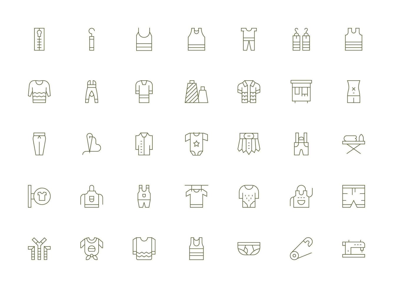 Garment Icon Set with 35 Light Line Graphics Well-Structured Icons for Creative Use vector