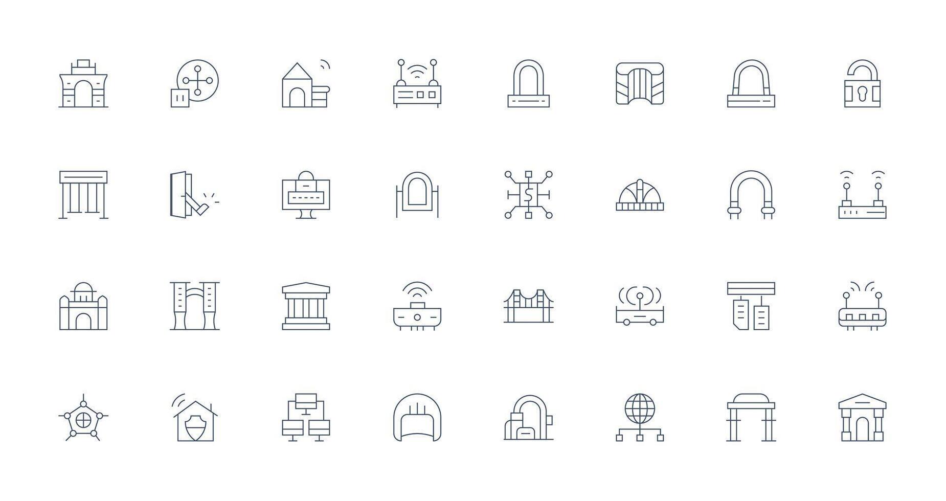 Gateway featuring 32 Icons in Thin Line Design Editable Icon Collection vector