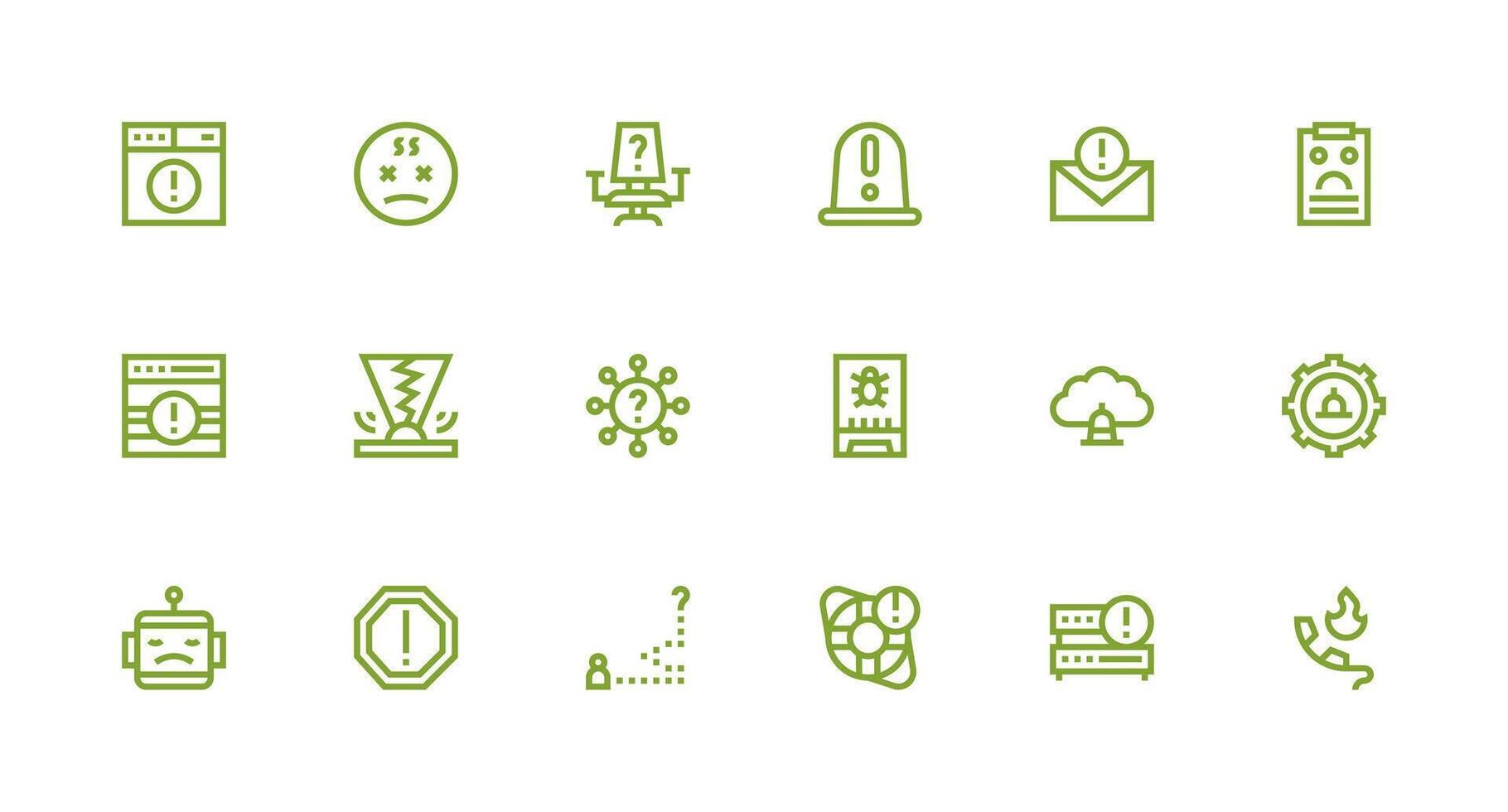 Issue Icon Set with 18 Strong Stroke Line Graphics All Device Compatible Icon Set vector