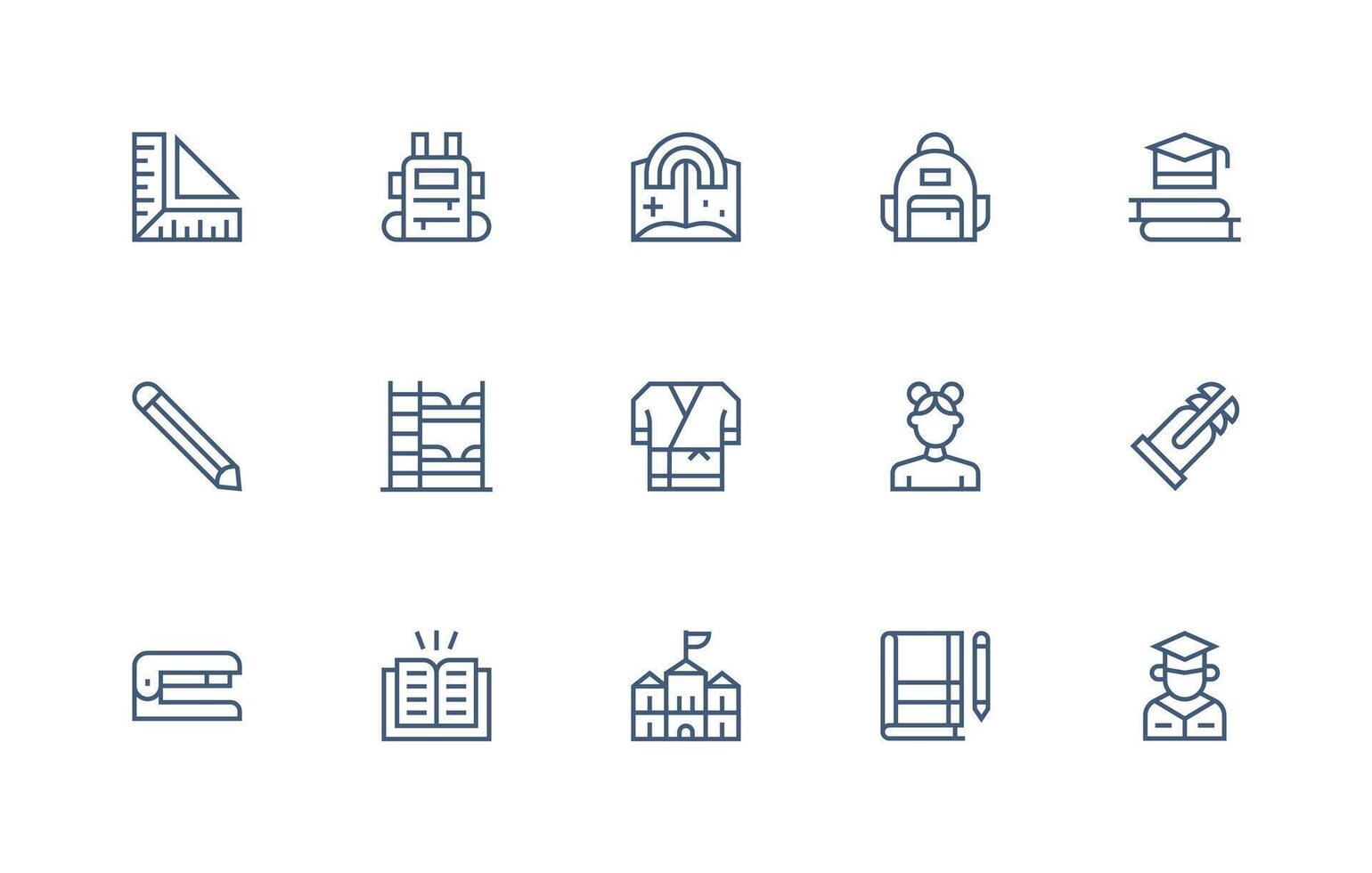 Student Visual Pack containing 15 Regular Line Icons Functional Icon Series vector