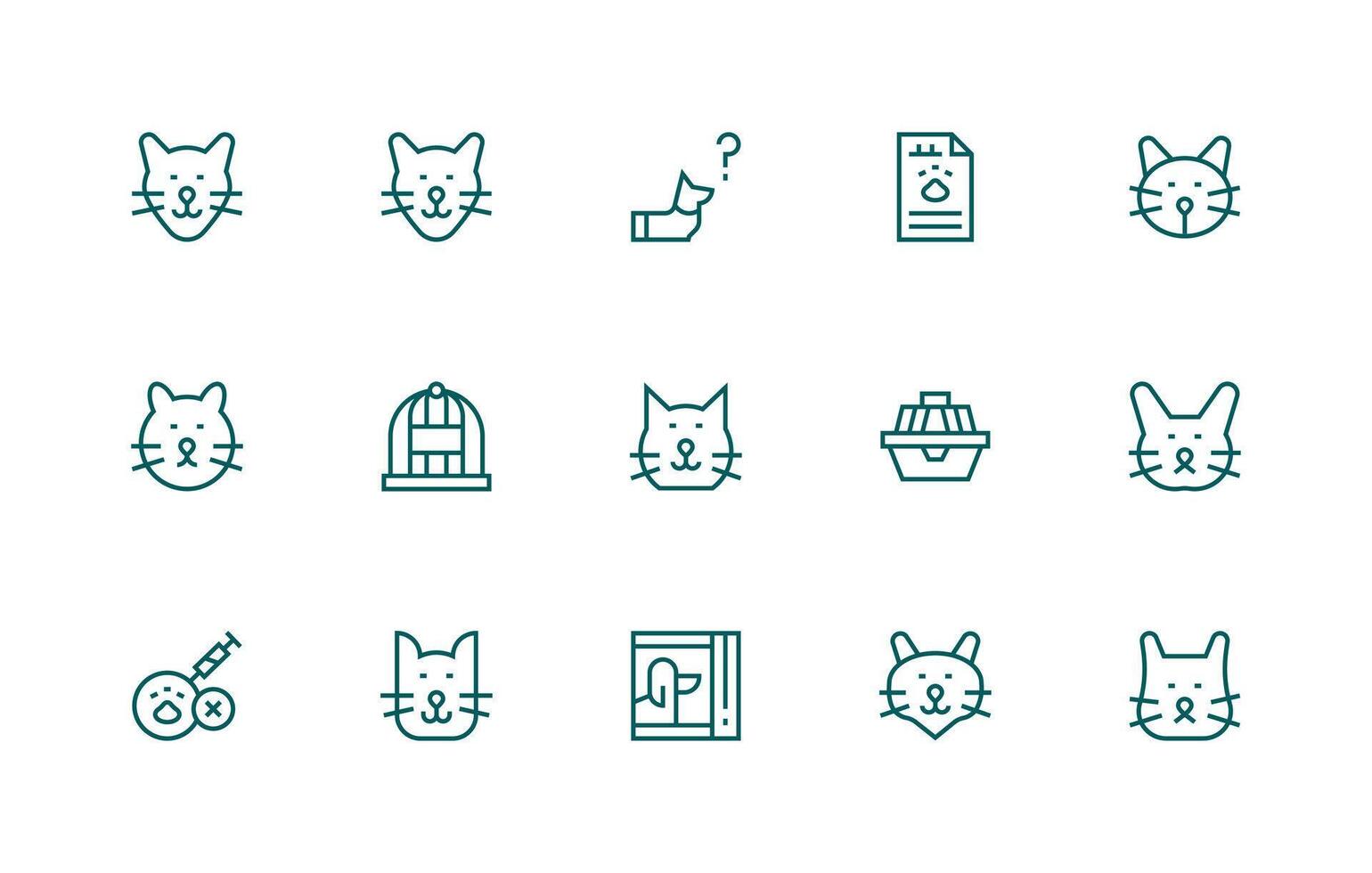 15 Regular Line Vectors for Pet Theme Web and App Icon Pack Collection