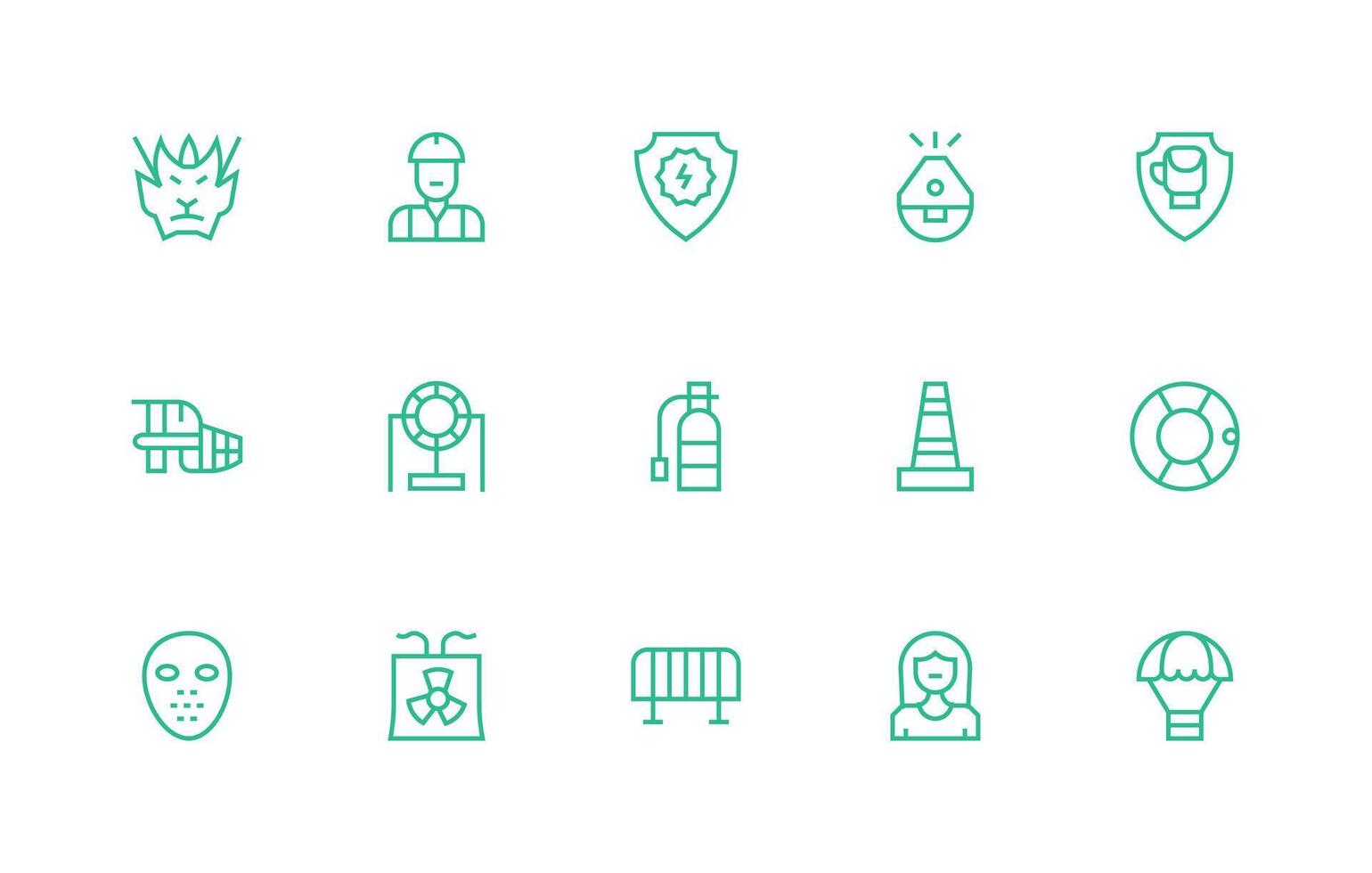 Safety featuring 15 Icons in Regular Line Design Multi-Style Icons for Creative Projects vector