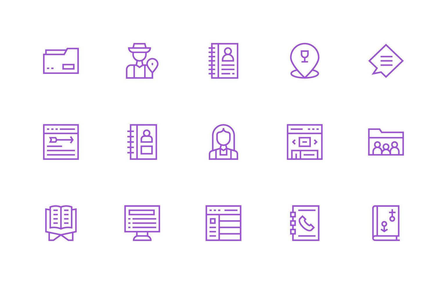 15 Regular Line Designs for Directory Icons High-Resolution Icons for Any Platform vector