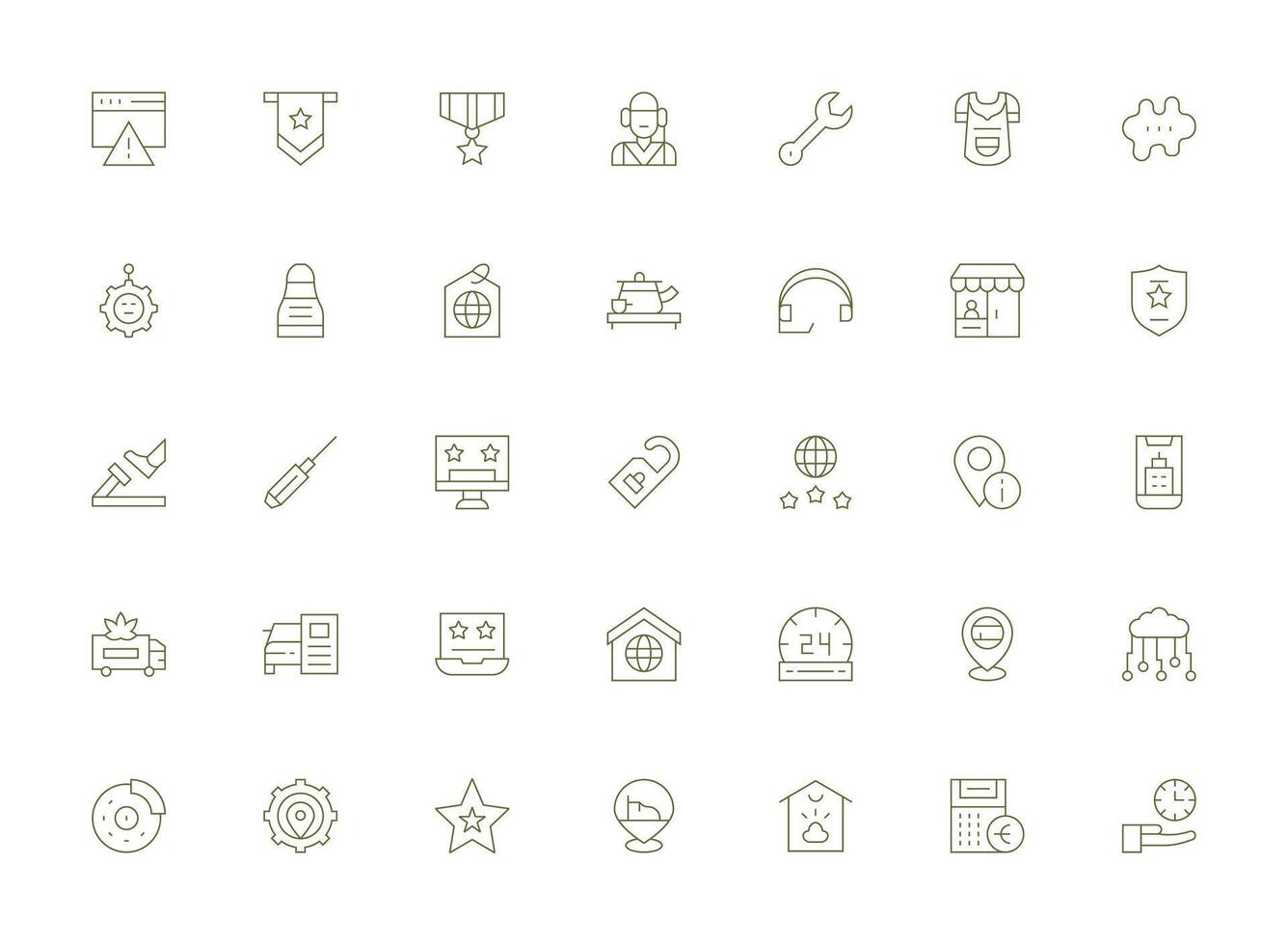 Service Set with 35 Light Line Icons Web and App Icon Pack Collection vector