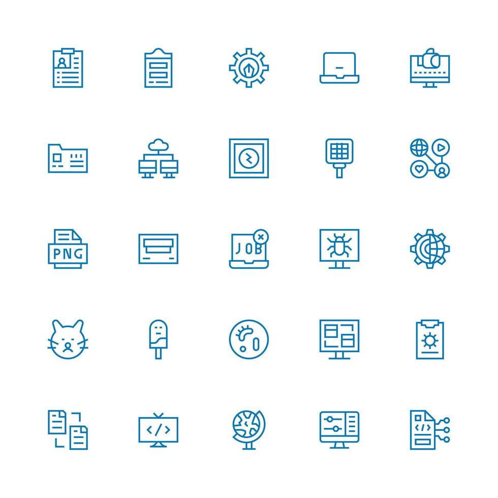 Application Icon Set with 25 Medium Stroke Outline Graphics Well-Structured Icons for Creative Use vector