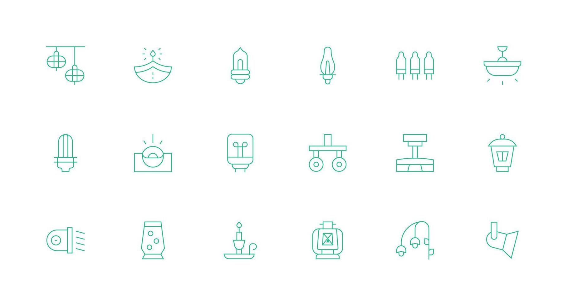 Lamp featuring 18 Icons in Minimal Line Design Icon Pack for UI vector