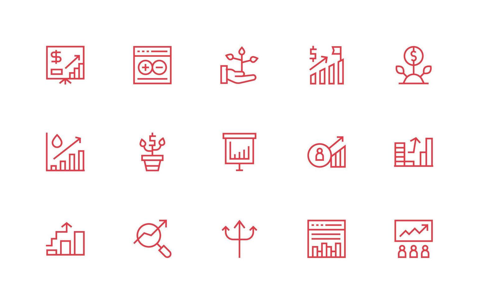 15 Regular Line Icons for Increase Graphics Sharp Icons for Presentations vector