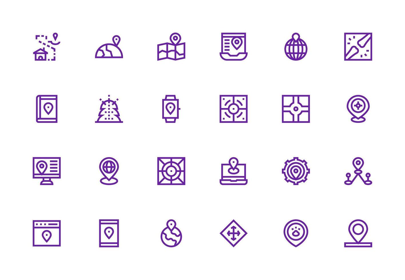 Coordinates featuring 24 Icons in Thick Line Line Design Well-Structured Icons for Creative Use vector
