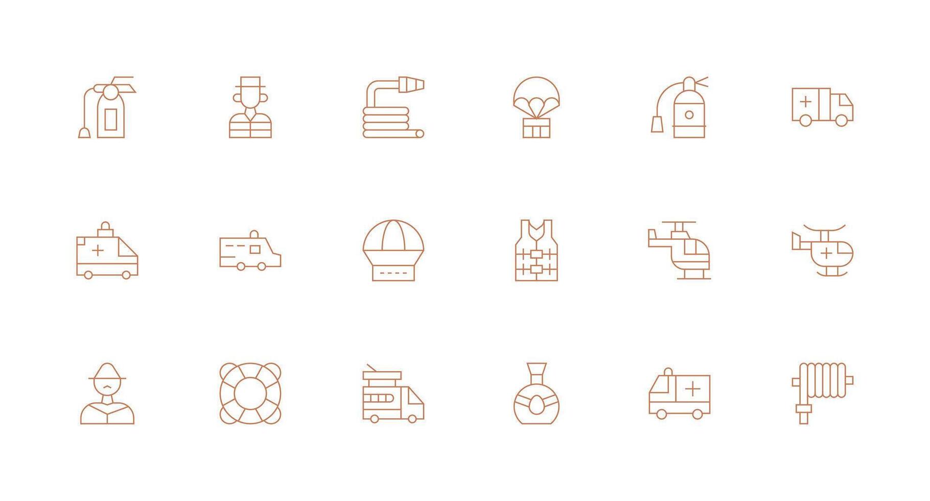 Rescue Icon Collection with 18 Minimal Line Designs Icon Pack for UI vector