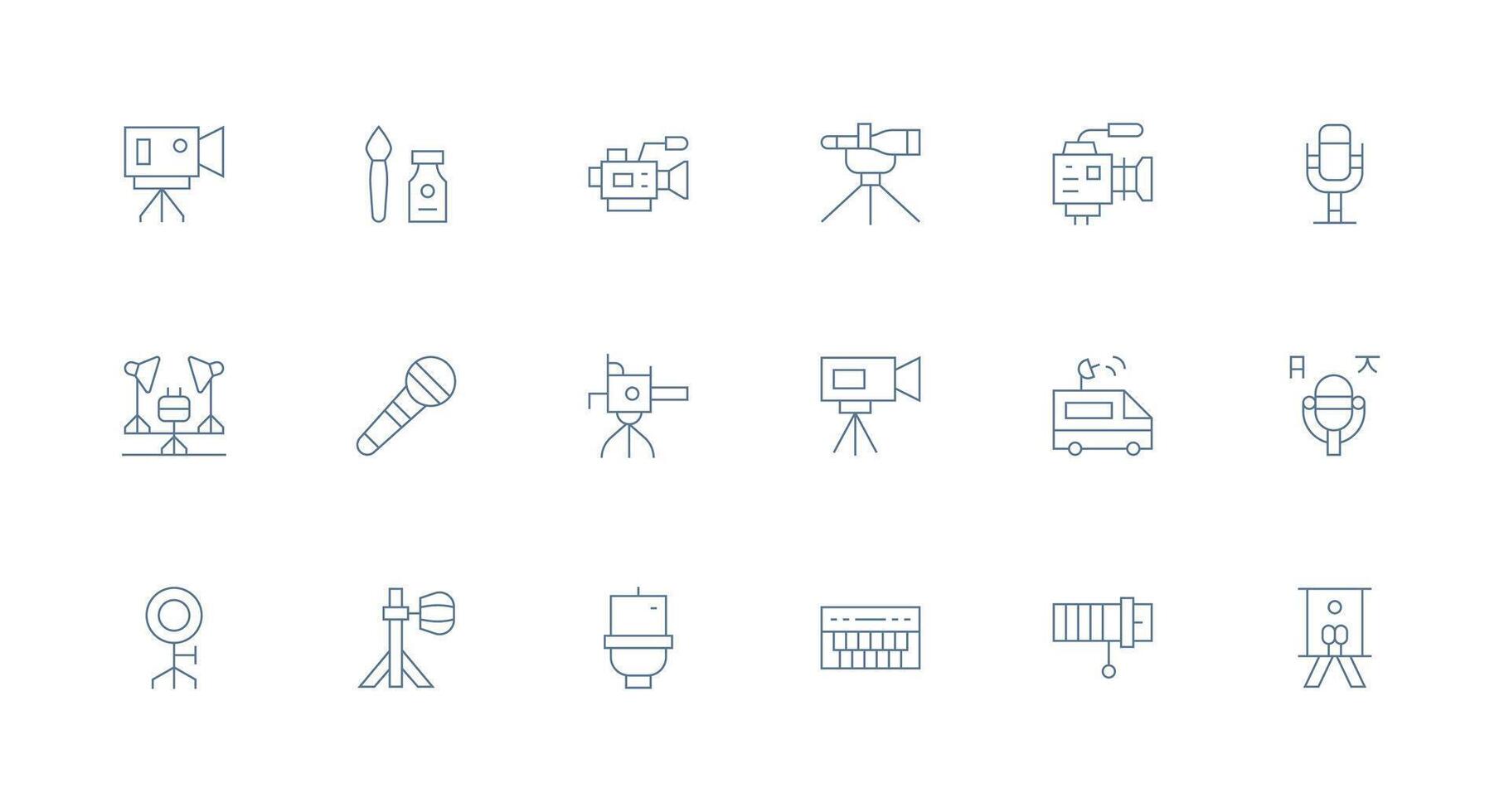 Studio featuring 18 Icons in Minimal Line Design UI Icon Set vector