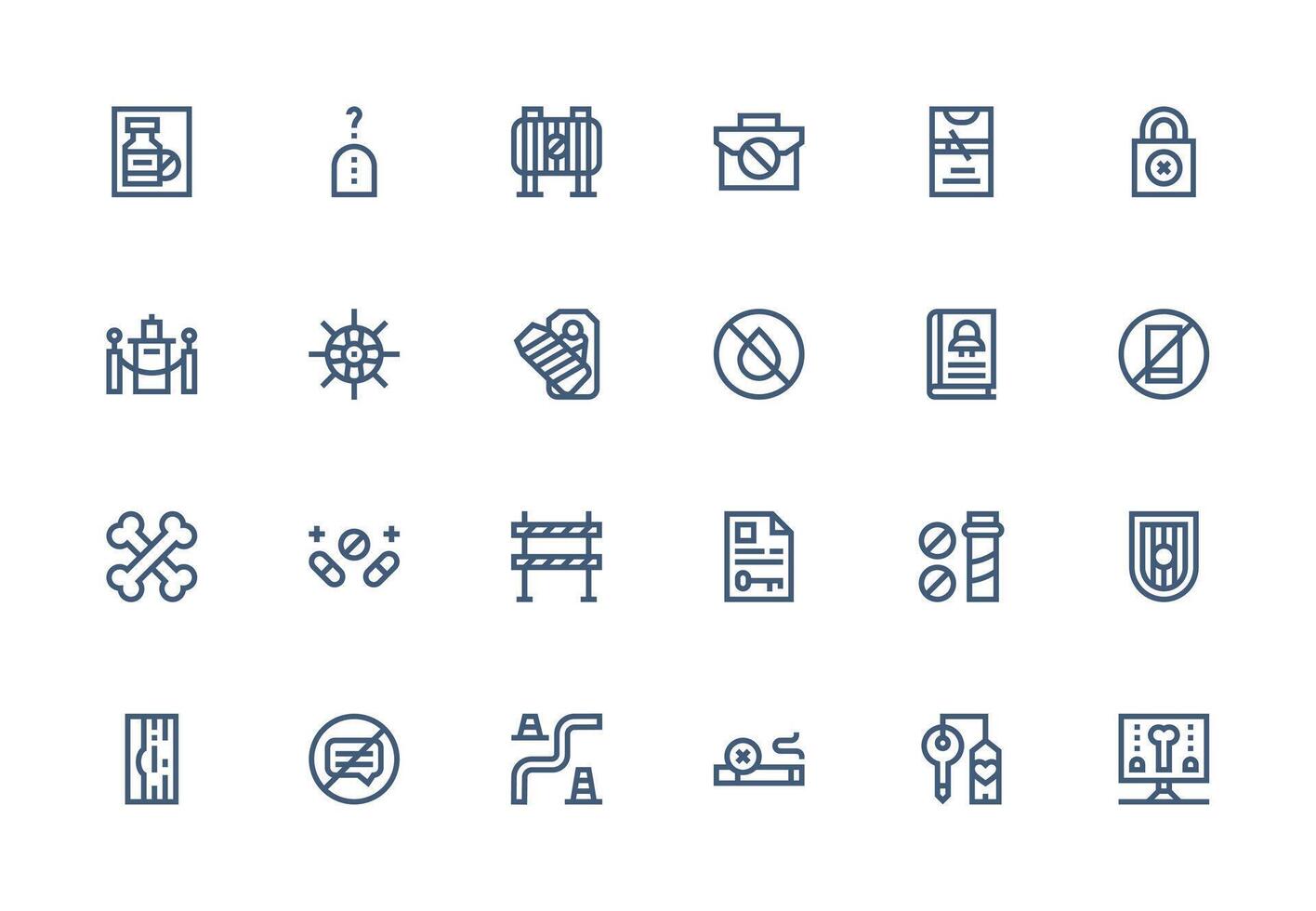Restricted Set with 24 Thick Line Line Icons Fully Editable Icon Set for Web vector