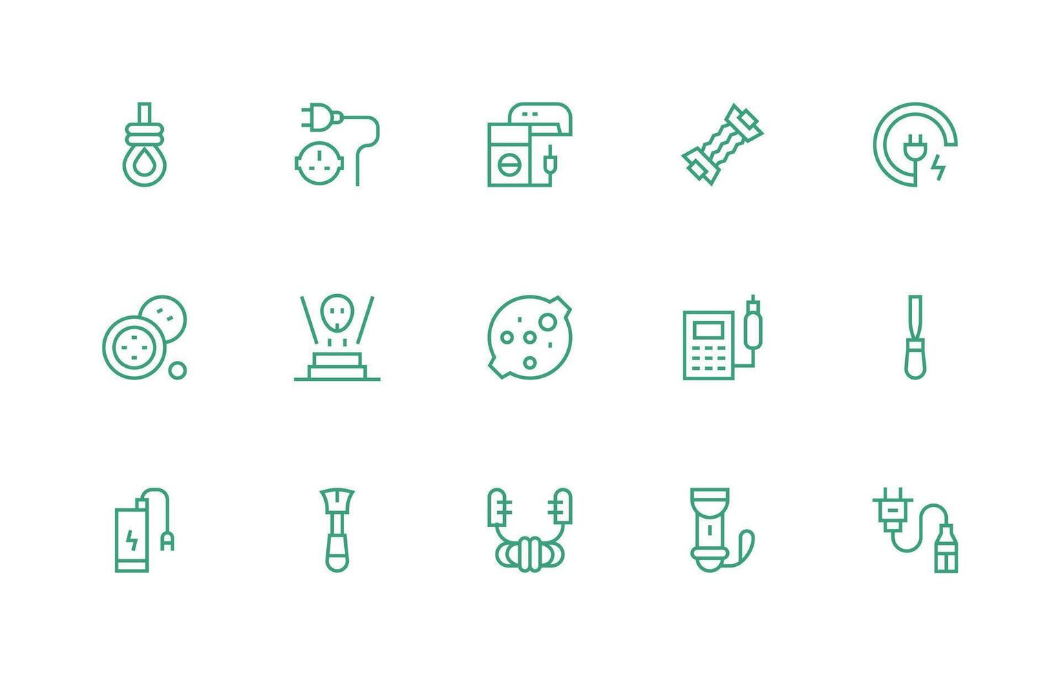Cord Icon Collection with 15 Regular Line Designs Customizable Icon Series for Mobile Screens vector