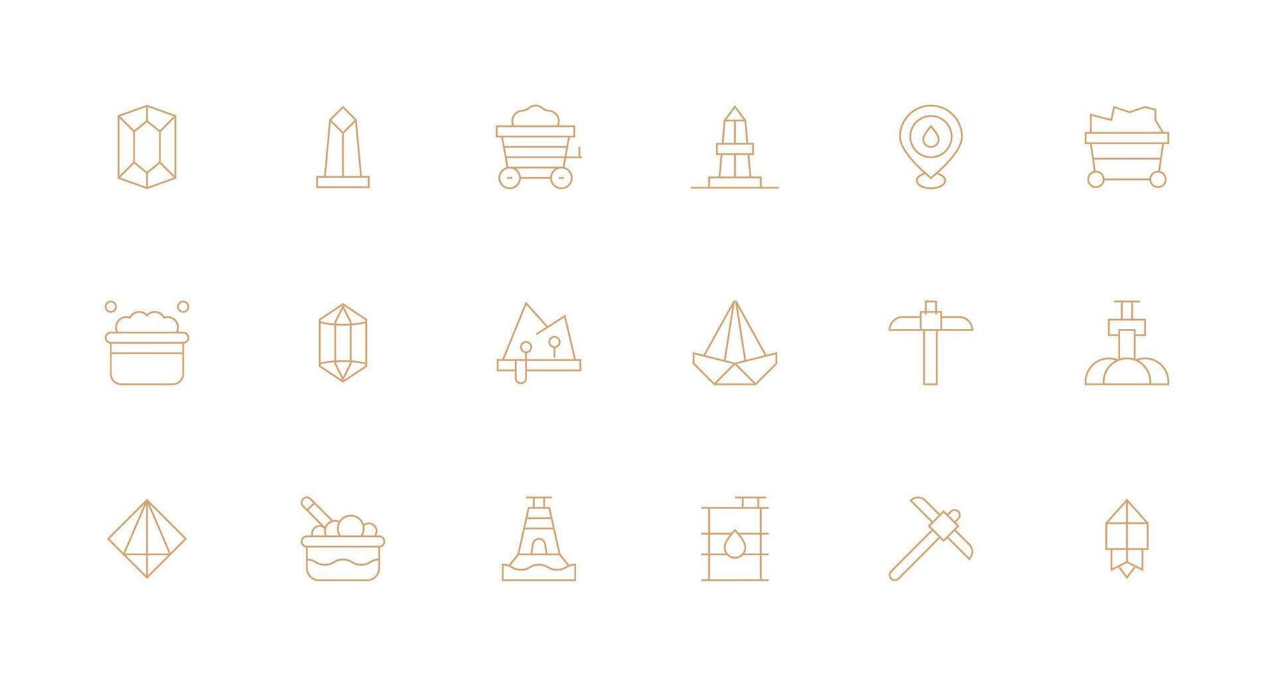 18 mínimo línea estilo íconos desde mineral colección reutilizable icono conjunto vector