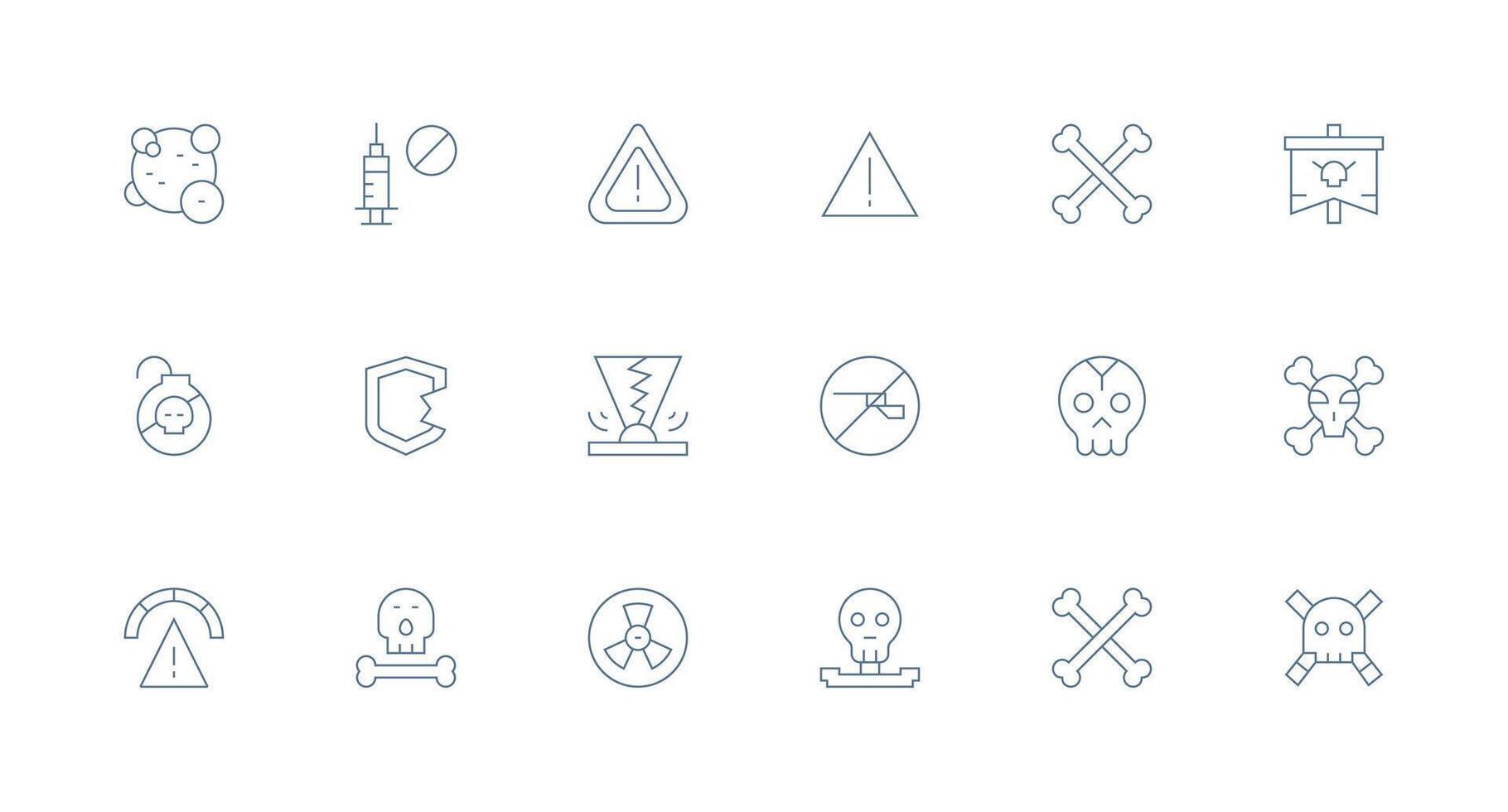 Unsafe Icon Set with 18 Minimal Line Graphics Pixel Perfect Icon Set vector