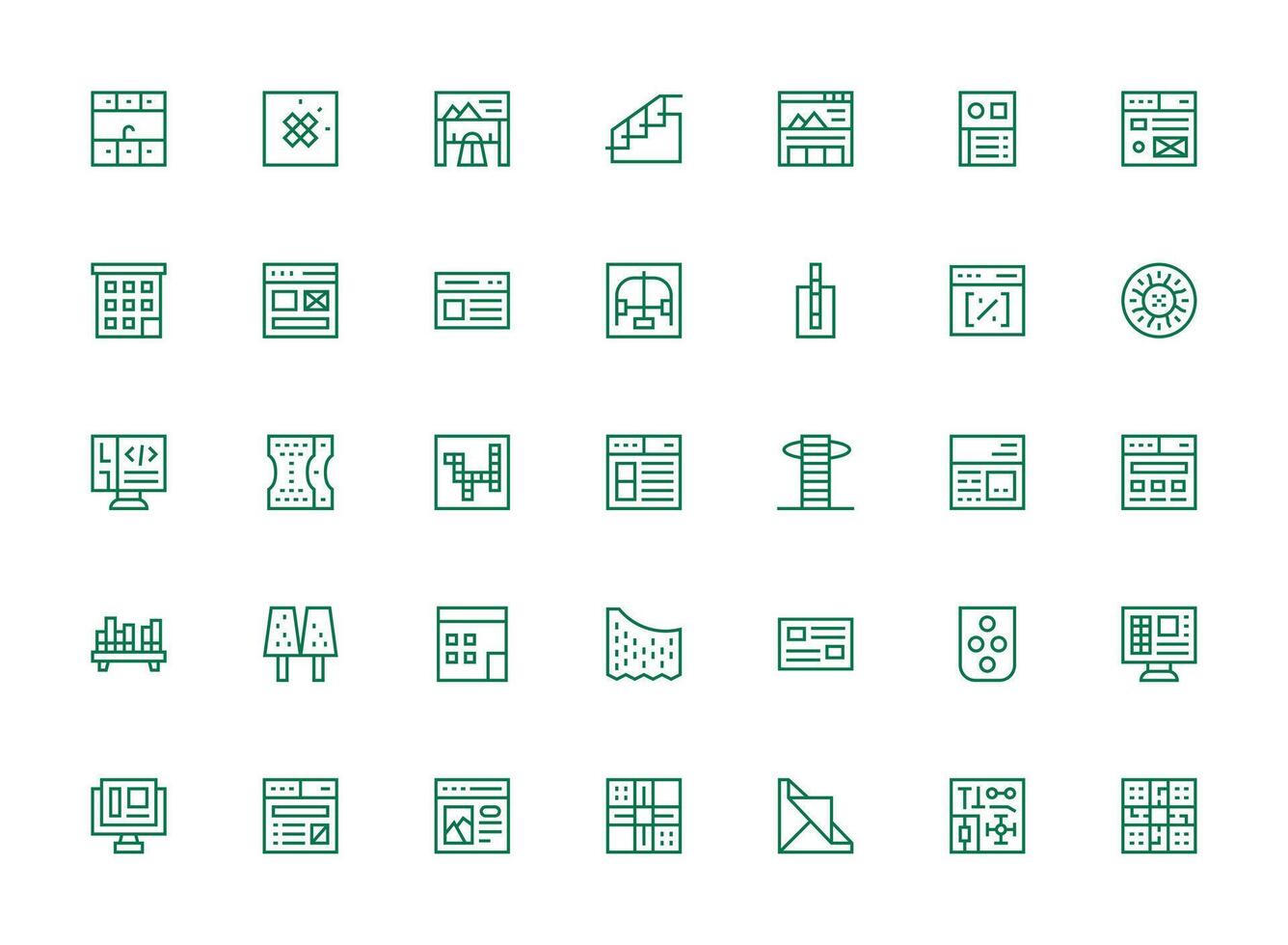 Layout Design Icons featuring 35 in Regular Clean Line Style Minimal Icon Pack vector
