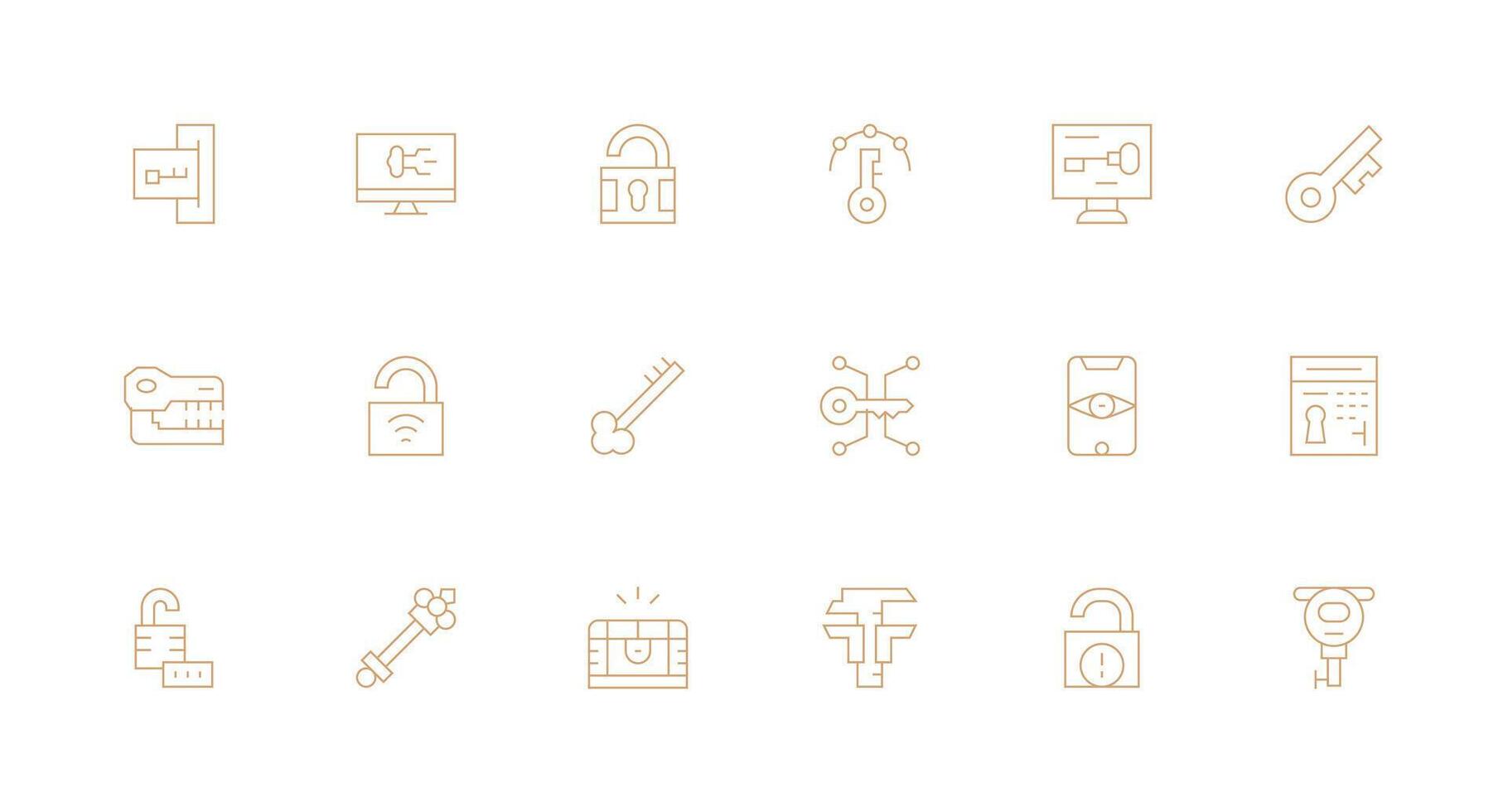18 Minimal Line Icons for Unlock Graphics Reusable Icon Set vector
