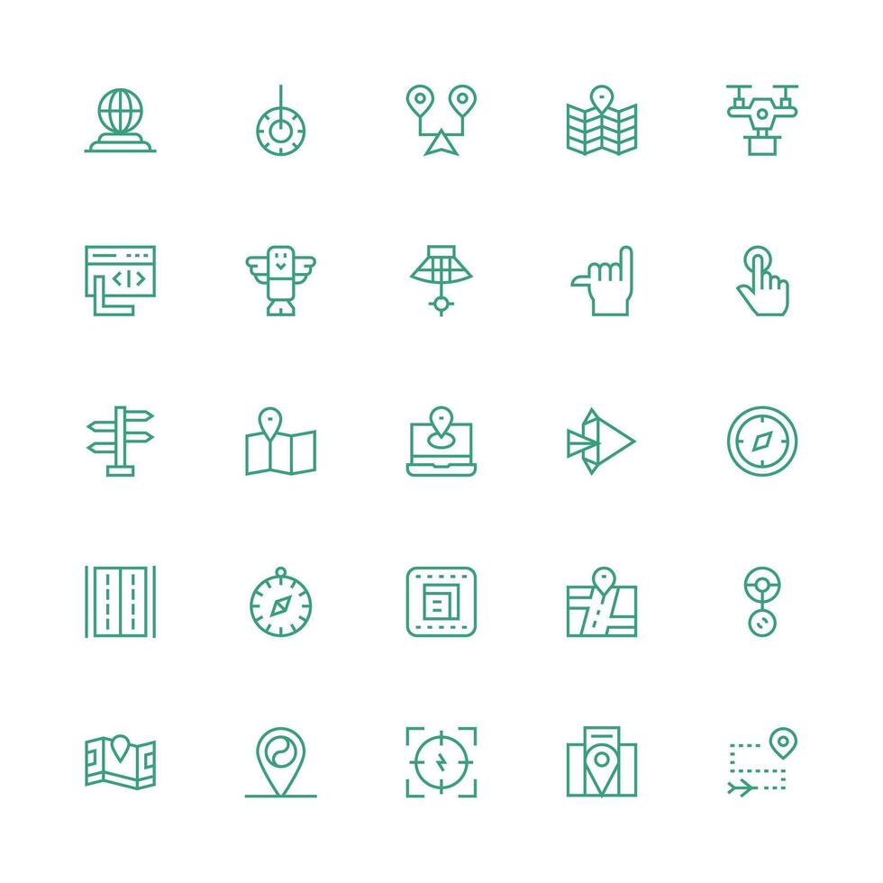 Medium Stroke Outline Style Navigation Icons with 25 Vectors General Use Icon Pack