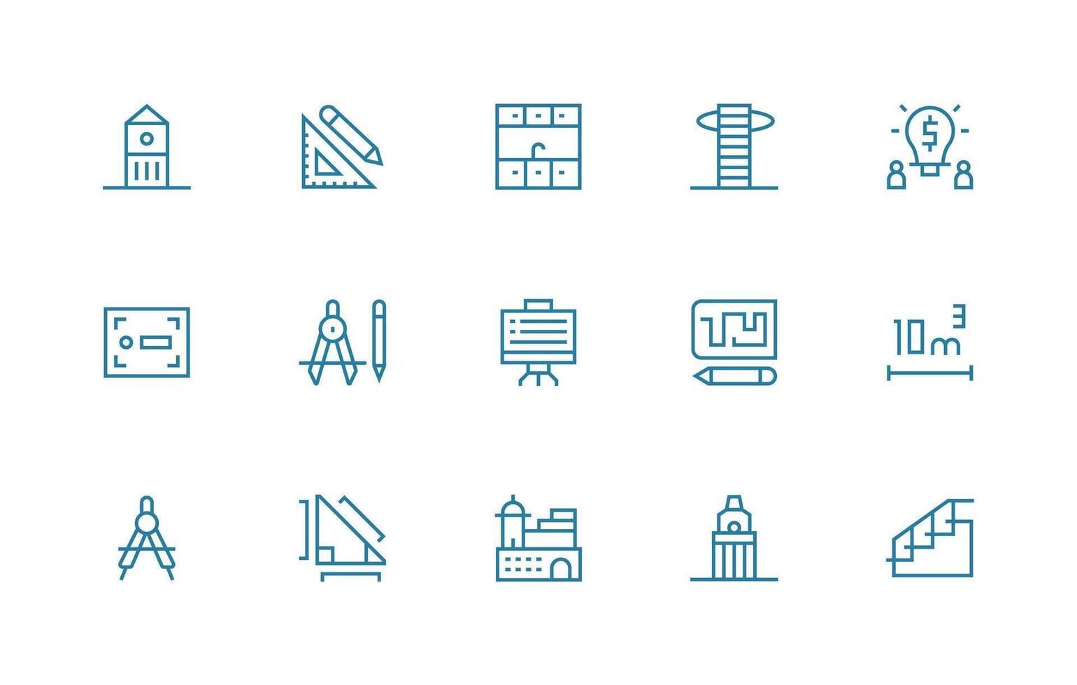 15 Regular Line Vectors for Plan Theme Sharp Icons for Presentations