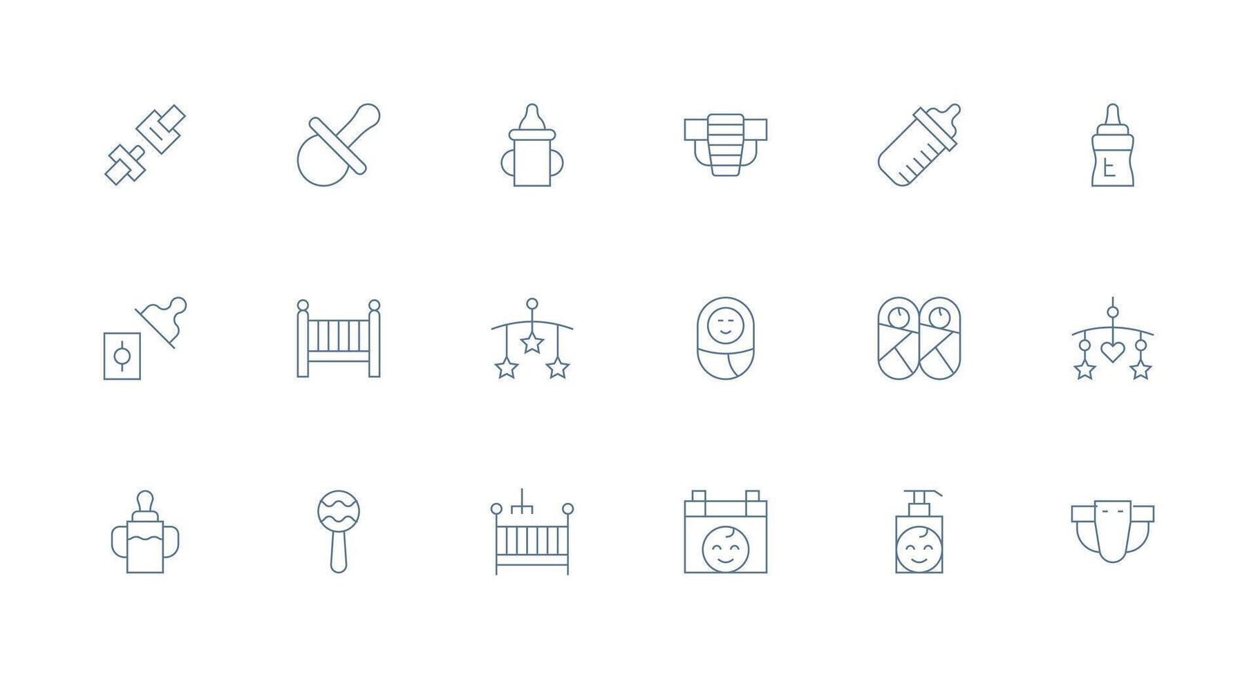 18 Minimal Line Designs for Infant Icons Clean Set for Layout Prototypes vector