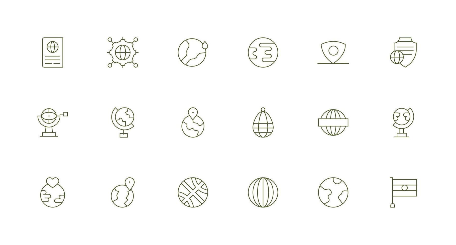 18 Minimal Line Icons for World Graphics Modern Line and Glyph Icon Series vector
