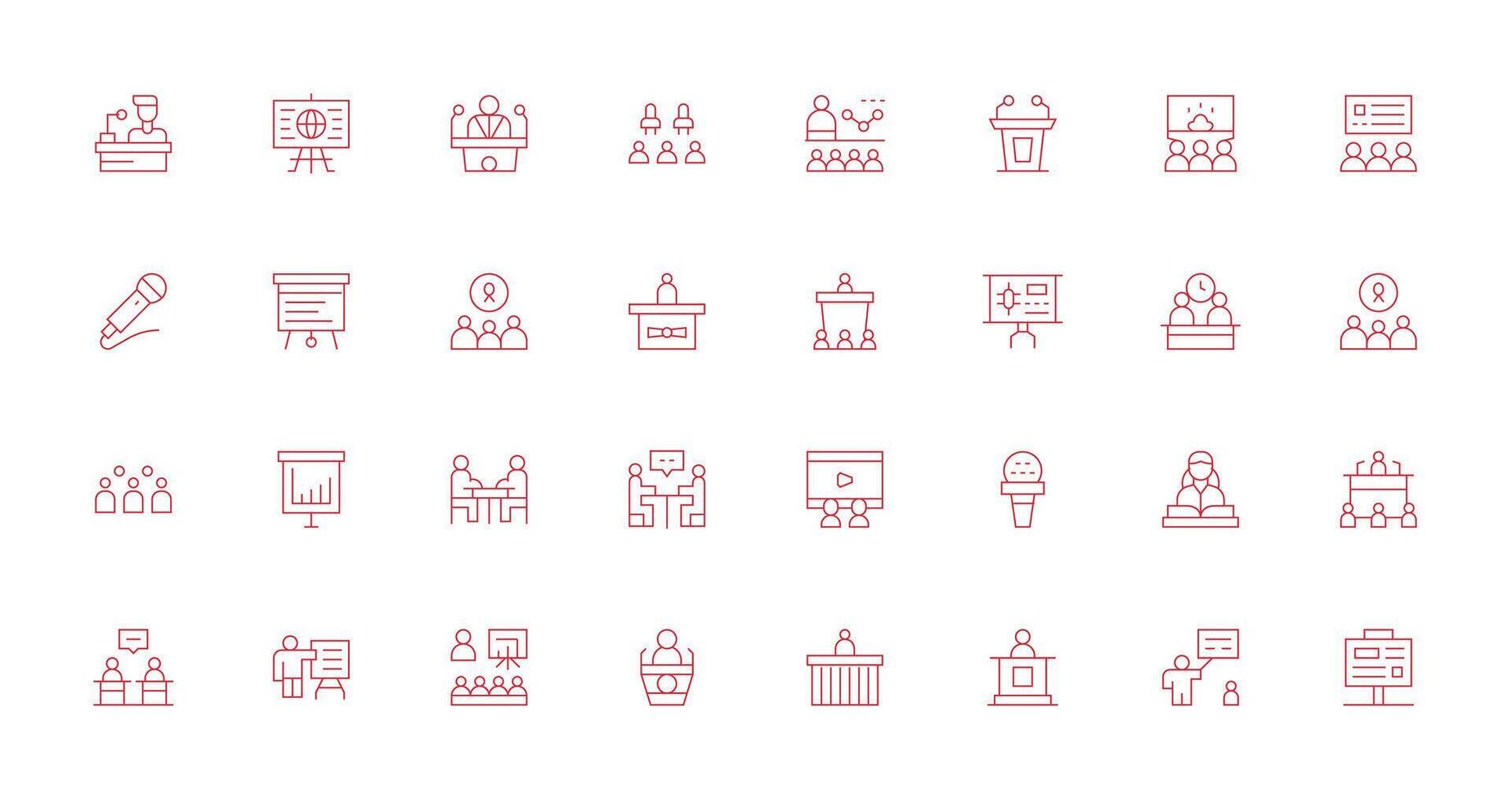 Seminar featuring 32 Icons in Thin Line Design Quick Access Icons for UI Development vector