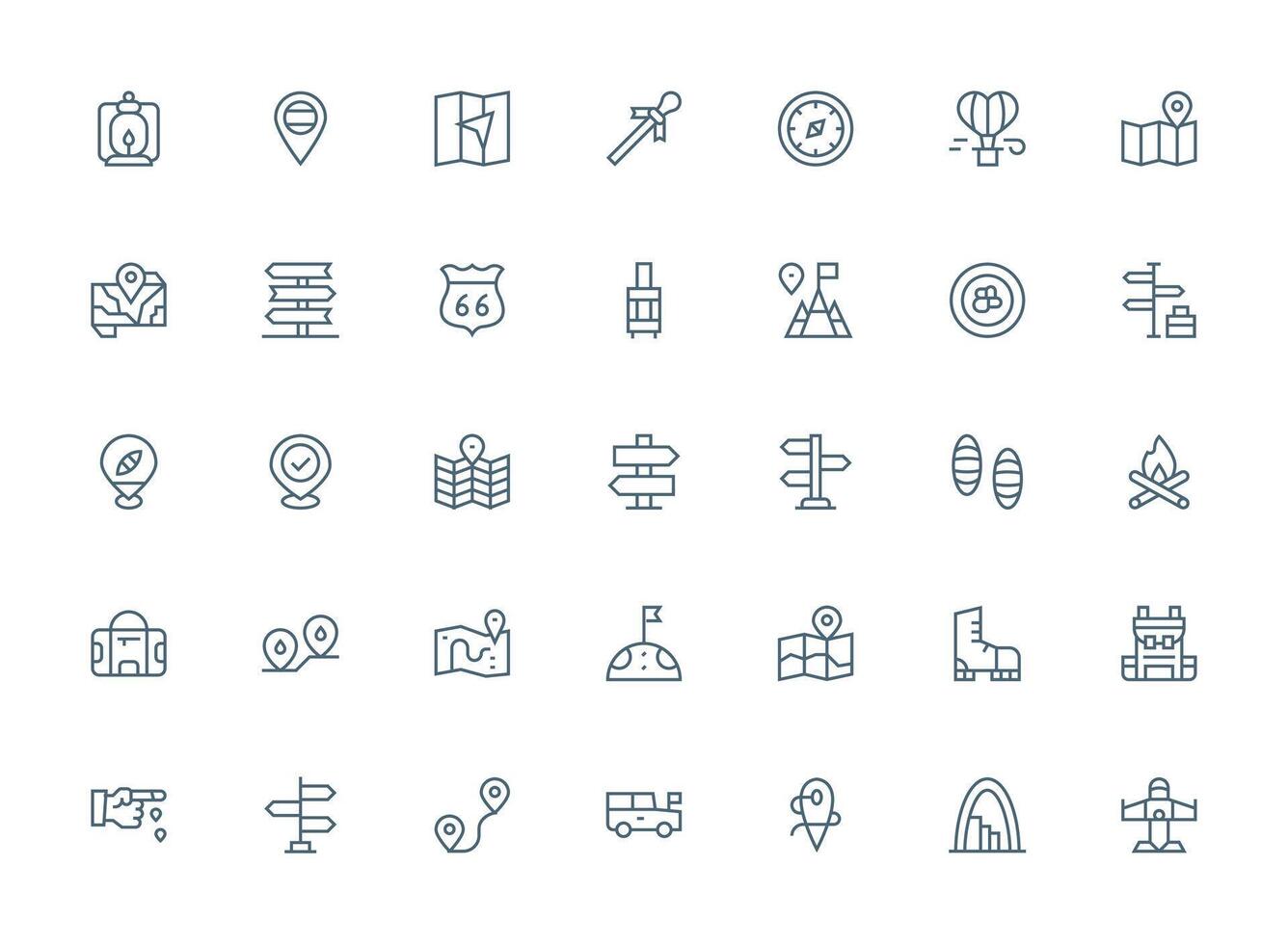 35 Journey Icons in Regular Clean Line Aesthetic Neutral Style Icons for Any Project vector