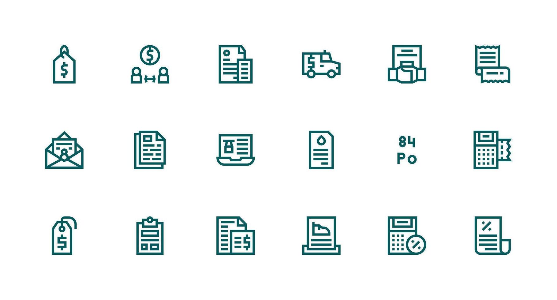 Strong Stroke Line Icons from Invoice Set with 18 Vectors Icon Pack for UI