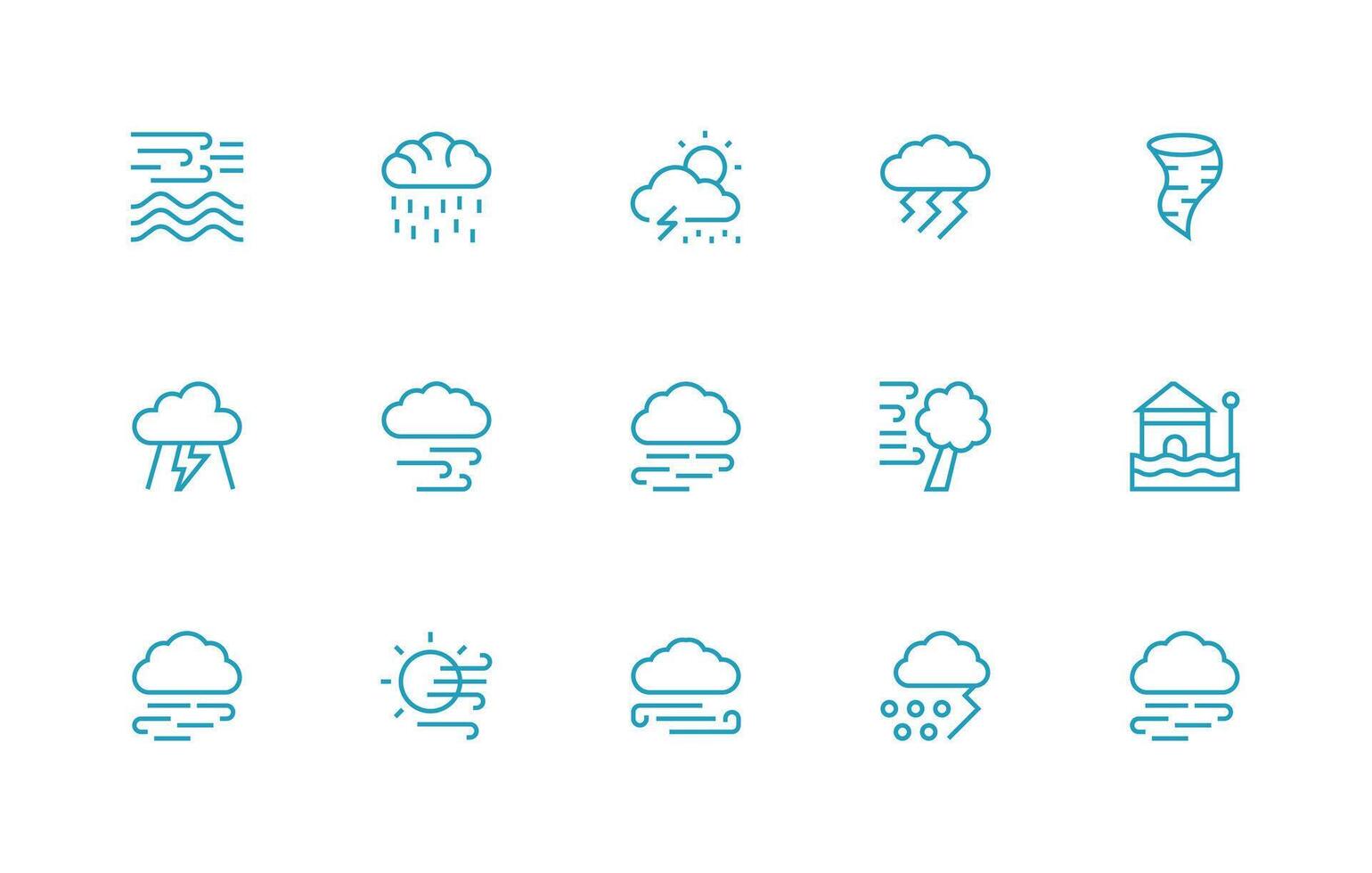 15 regular línea estilo íconos desde huracán colección completamente editable icono conjunto para web vector