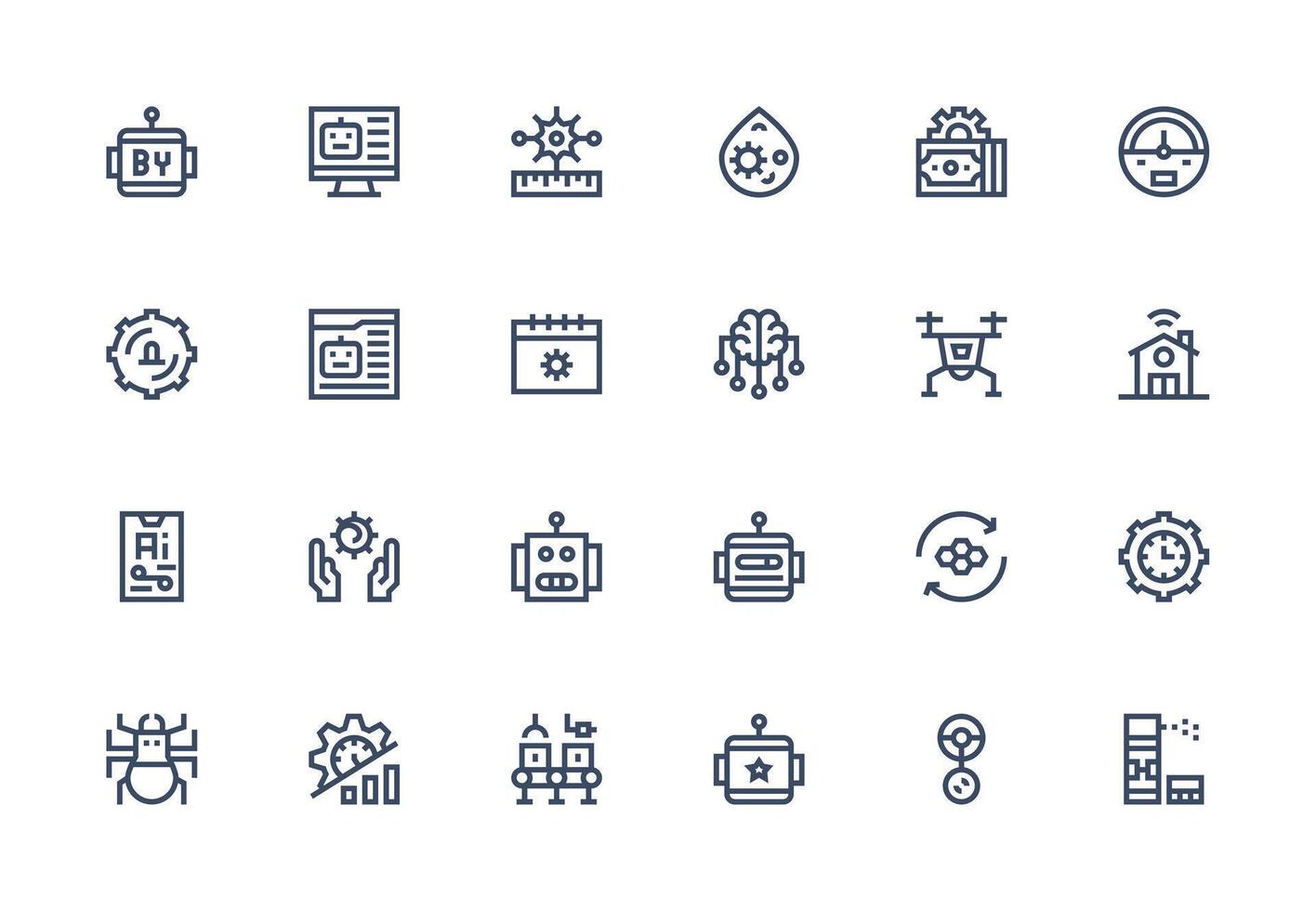 Thick Line Line Style Automation Icons with 24 Vectors Customizable Icon Series for Mobile Screens