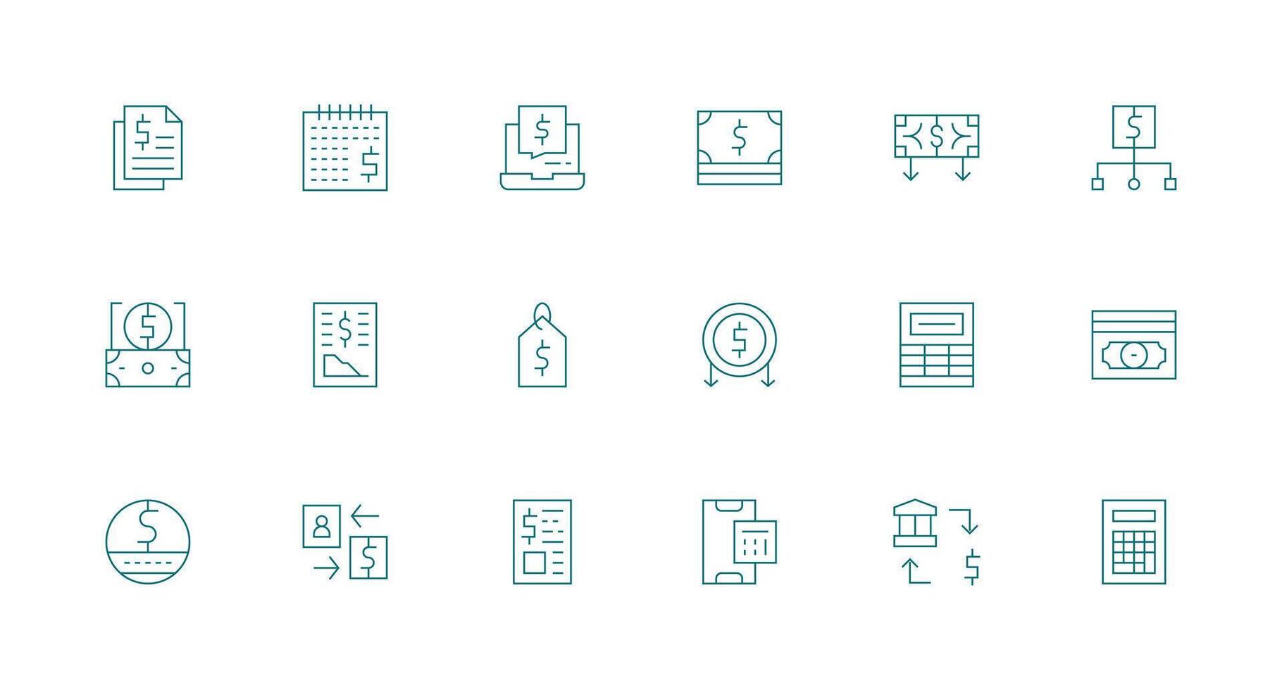 18 Icons for Expense in Minimal Line Format Compact Icon Pack vector
