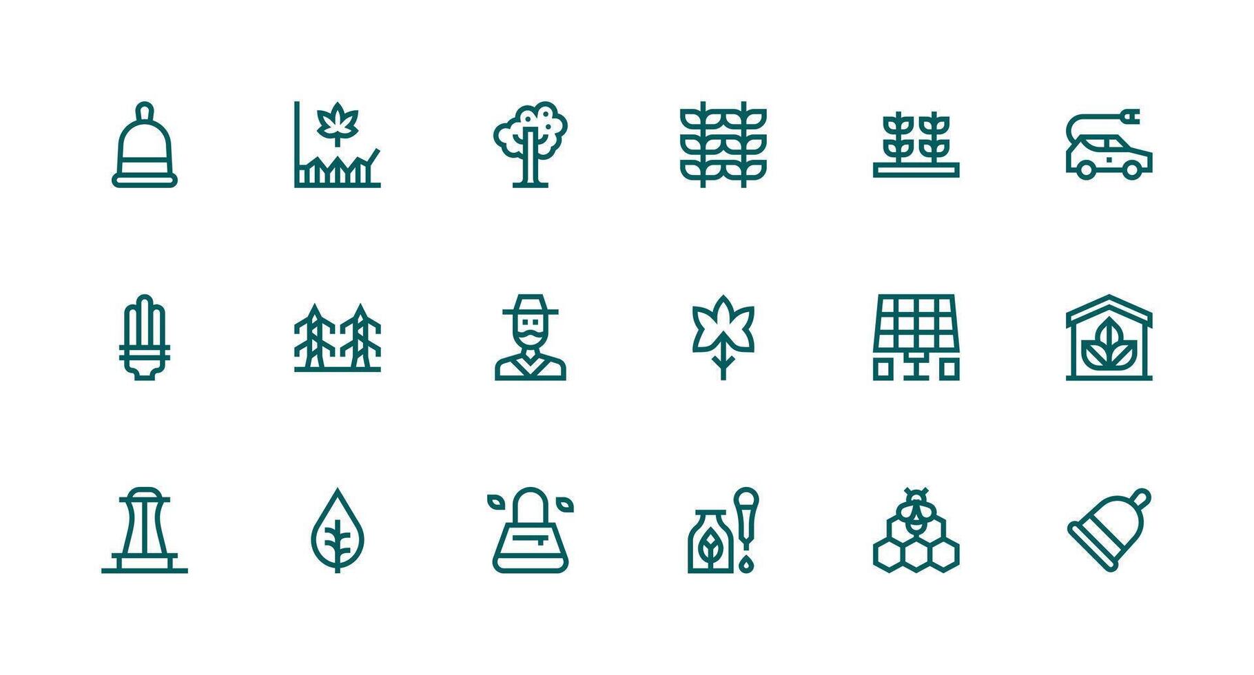 Sustainable Visual Pack containing 18 Strong Stroke Line Icons Clean Icon Set Icon Pack for UI Projects vector