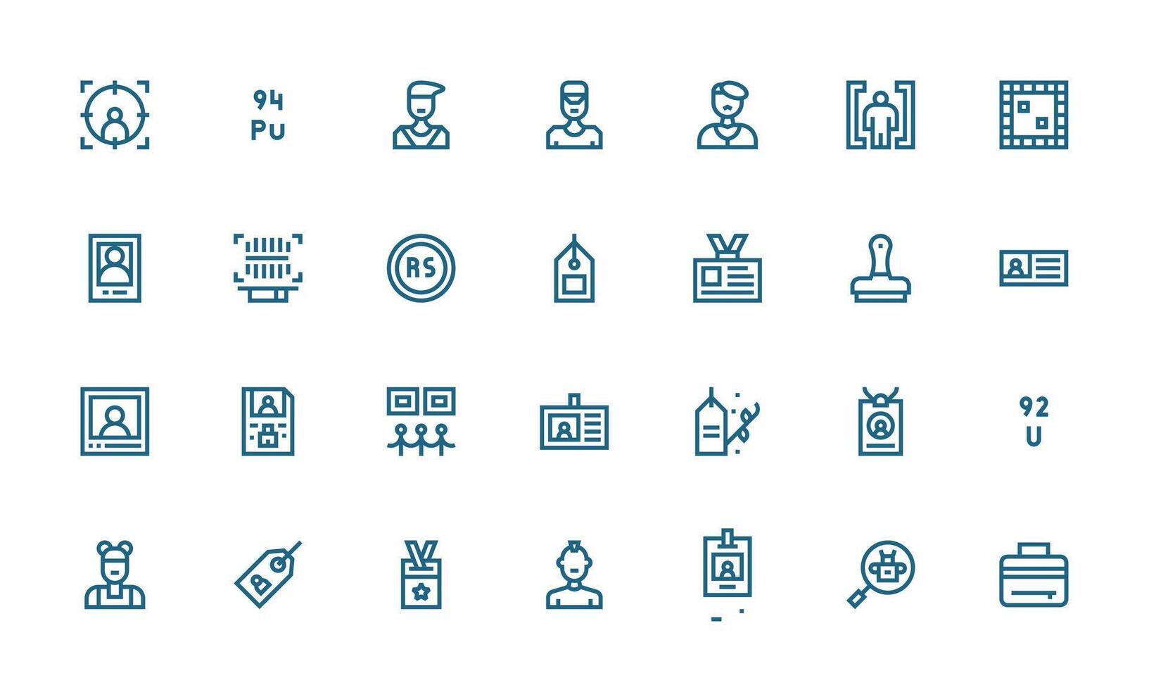 28 Icons for Identification in Bold Line Format Icon Set for Projects vector