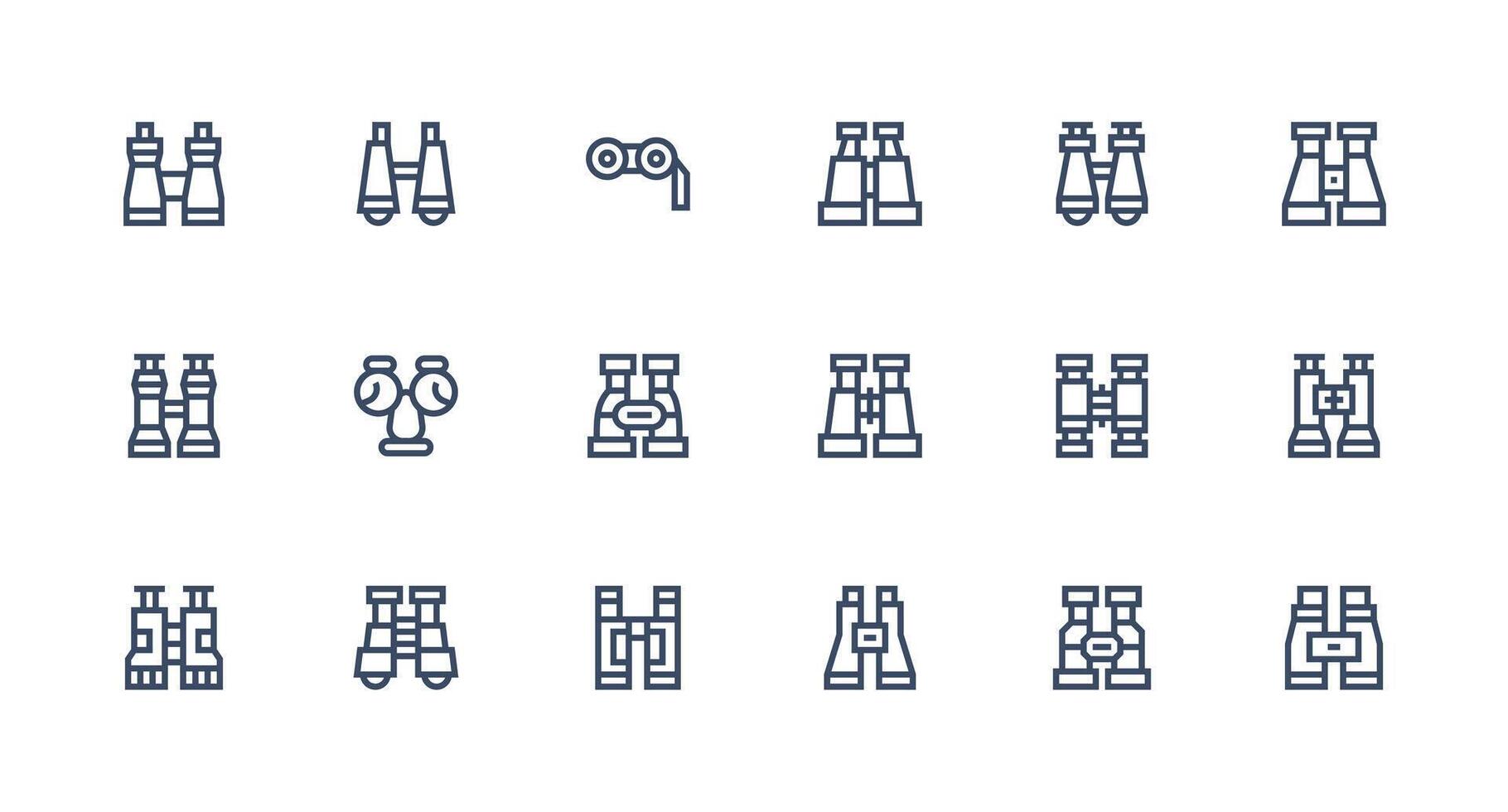 18 Icons for Spotting Scope in Strong Stroke Line Format Scalable Icons for Cross-Platform Interfaces vector