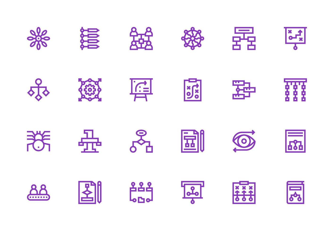 24 Thick Line Line Vectors for Flowchart Theme Core Icon Collection for Daily Tasks
