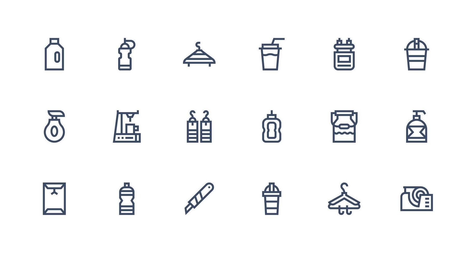 18 Strong Stroke Line Vectors for Plastic Theme Interface Icons for Daily Use