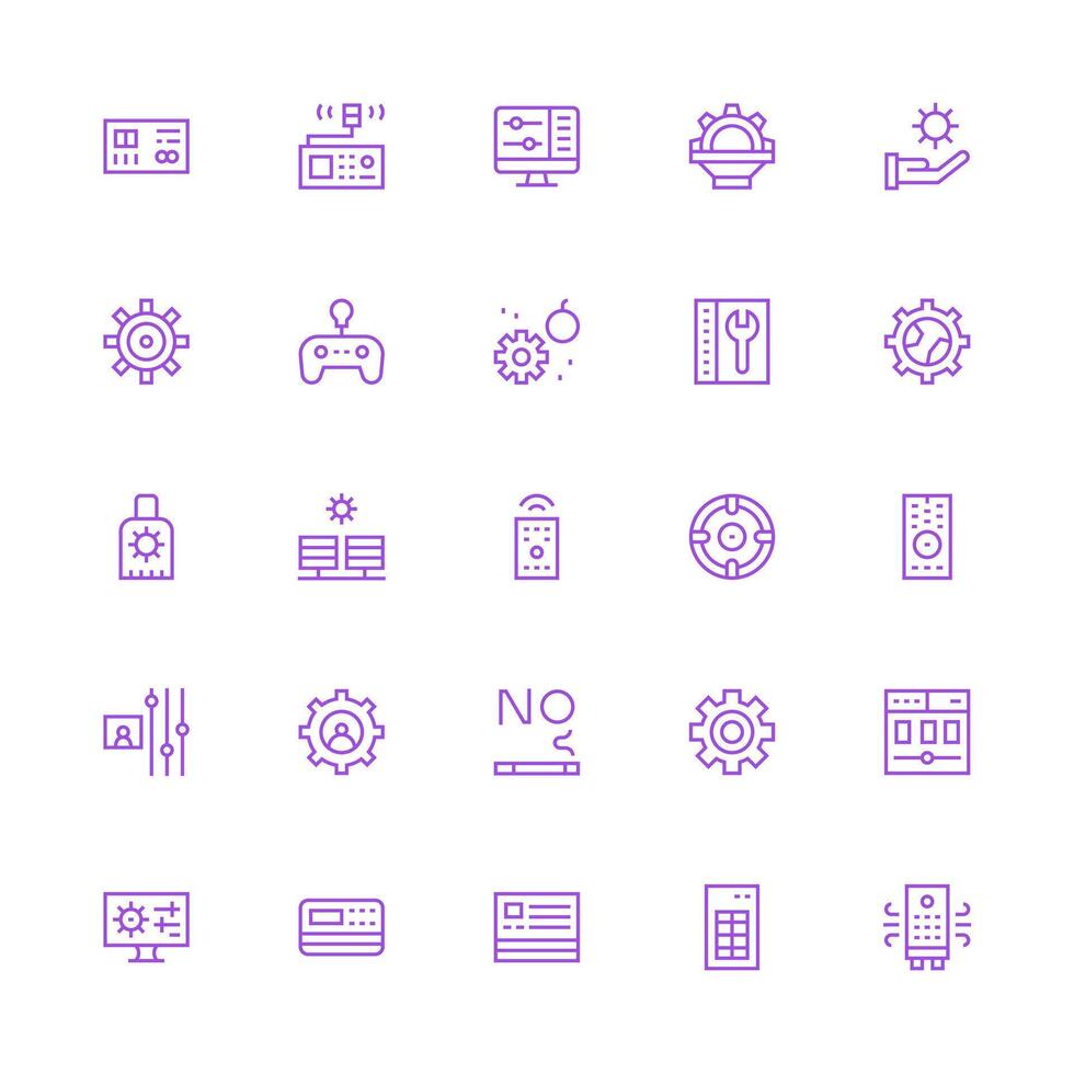 Control Panel Icon Set with 25 Medium Stroke Outline Graphics Balanced Icon Set for Functional Design vector