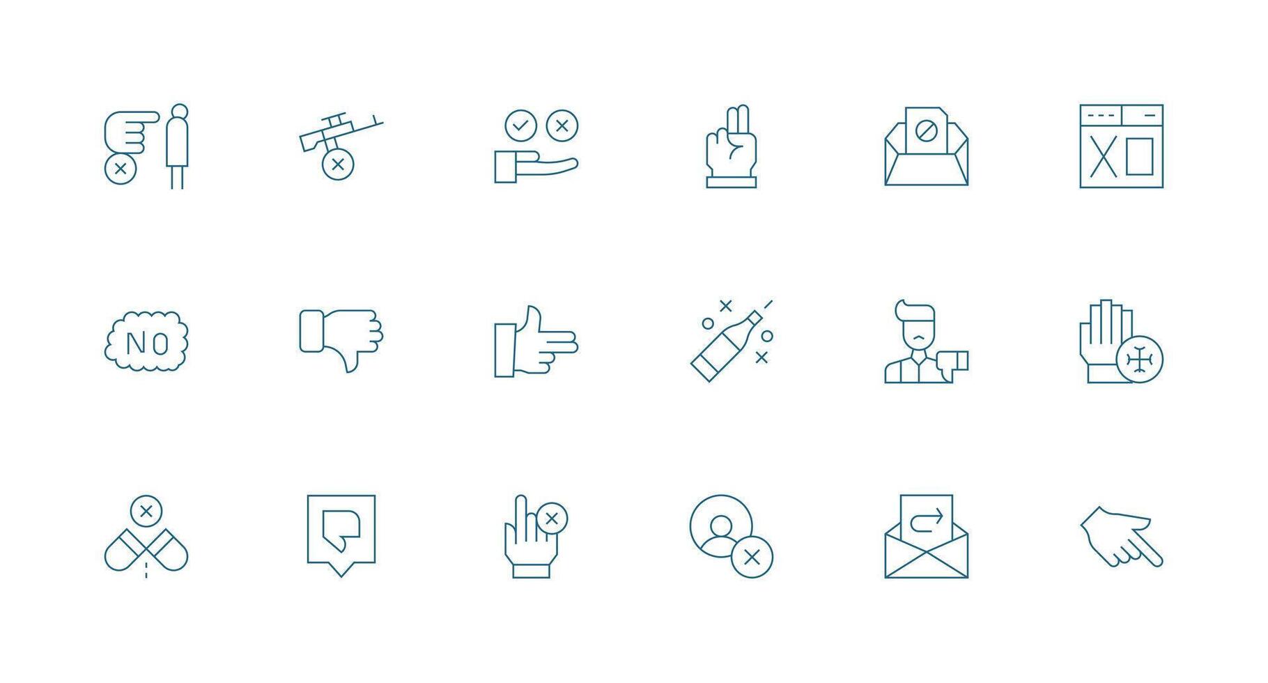 Minimal Line Icons from Reject Set with 18 Vectors Icon Pack