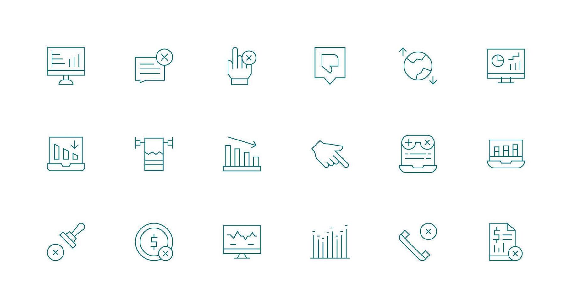 18 Minimal Line Designs for Decline Icons Neat Icon Set vector