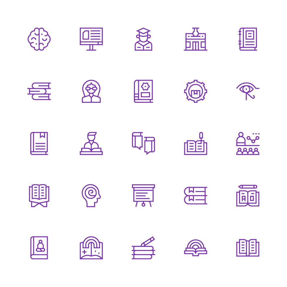 25 Medium Stroke Outline Designs for Knowledge Icons Flexible Icon System for Web Interfaces vector
