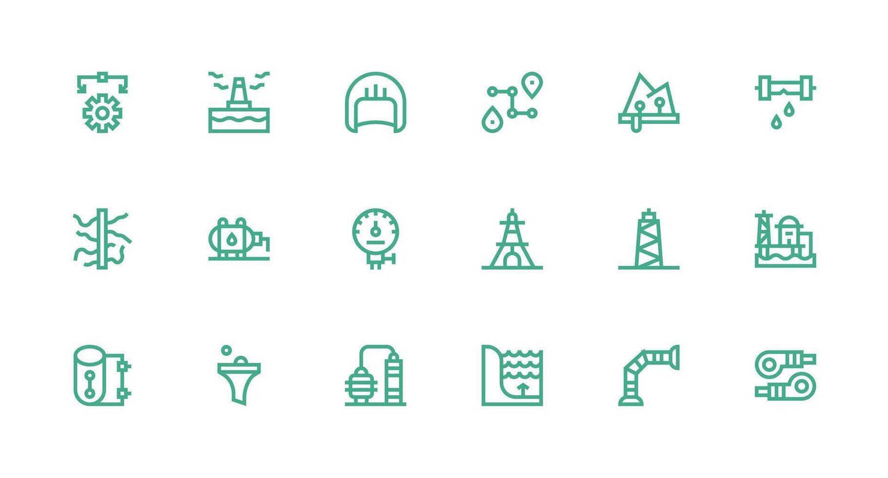 Pipeline featuring 18 Icons in Strong Stroke Line Design Editable Icon Collection vector
