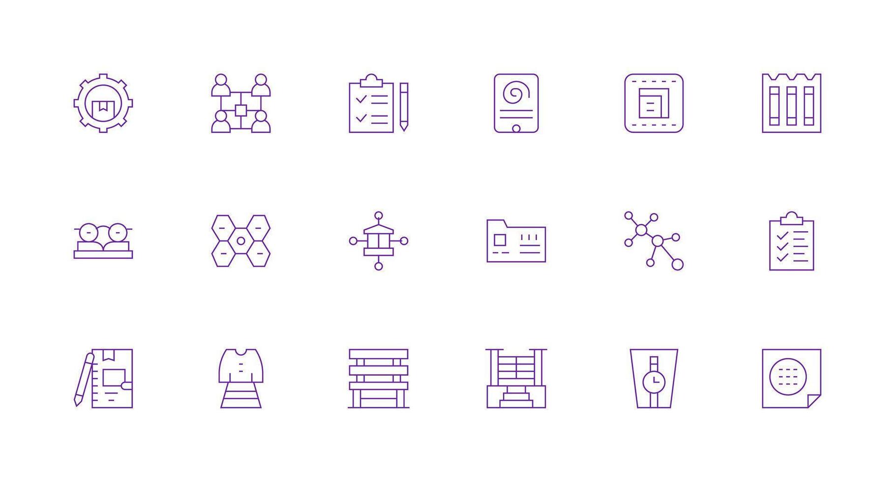Organization Design Icons featuring 18 in Minimal Line Style Customizable Icon Series for Mobile Screens vector