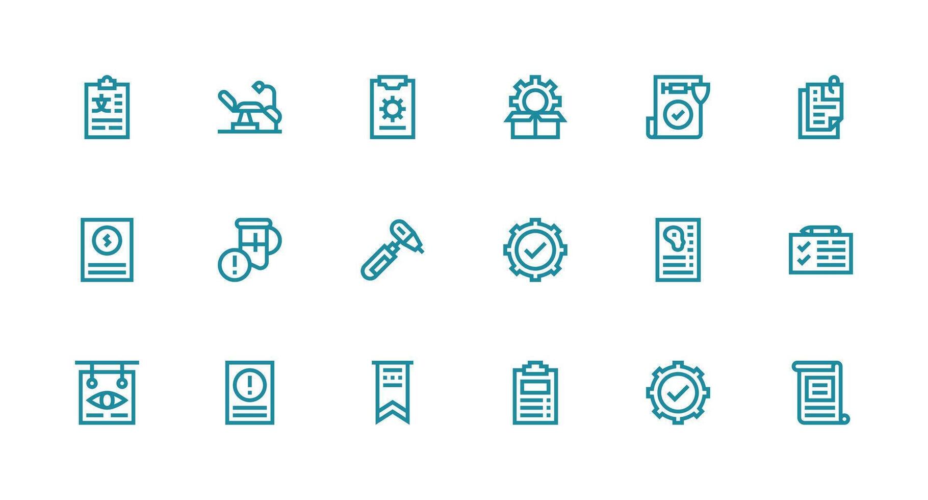 18 Icons for Procedure in Strong Stroke Line Format Detailed Icon Collection for Design Systems vector