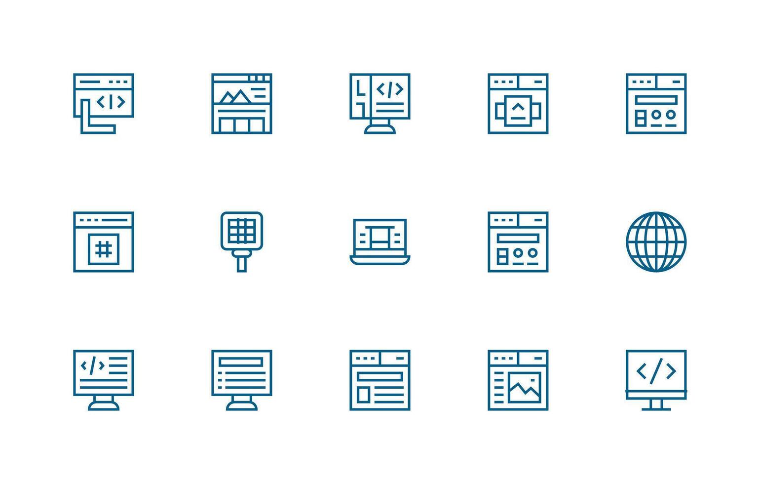 15 Regular Line Style Icons from Browser Collection Well-Structured Icons for Creative Use vector